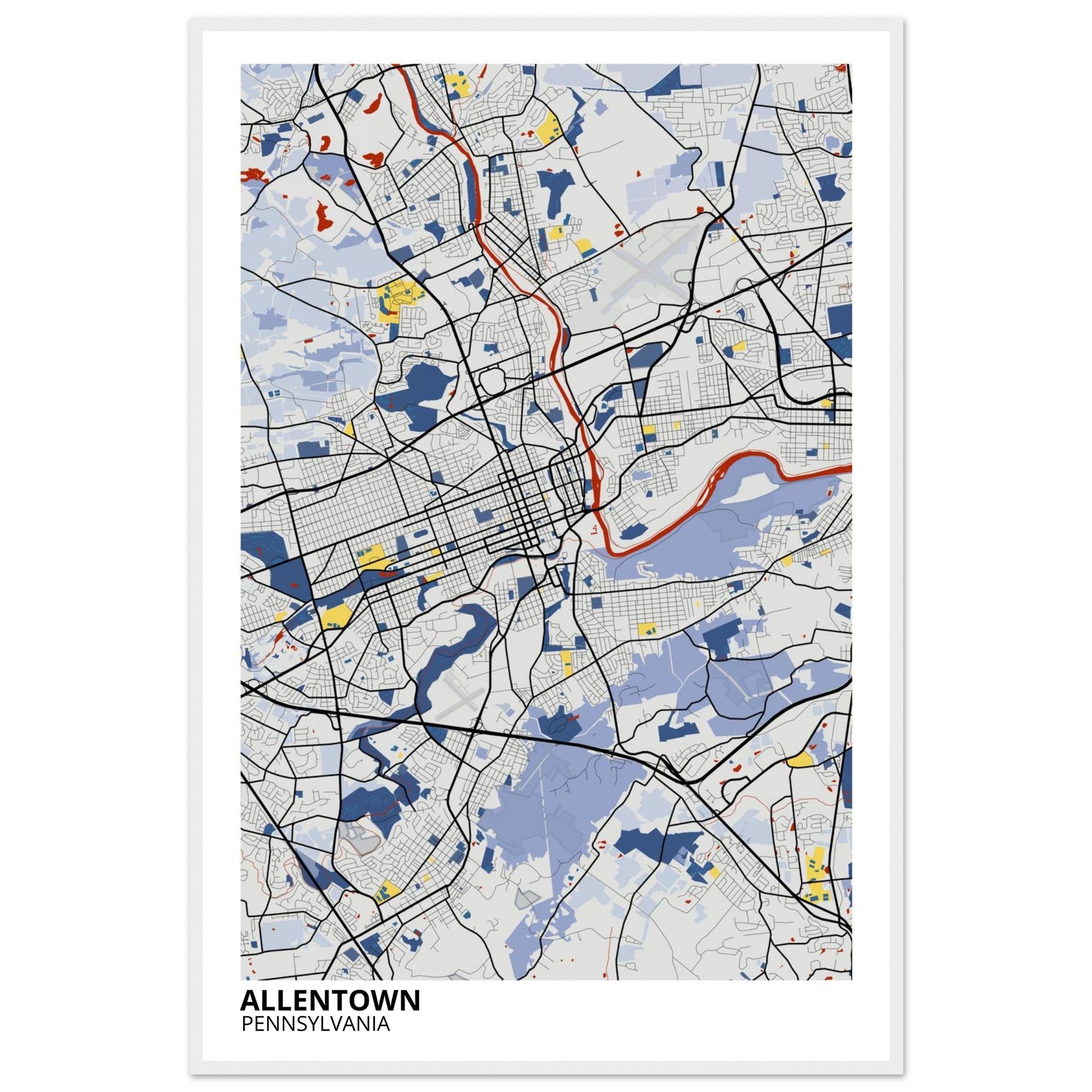 allentown map poster print