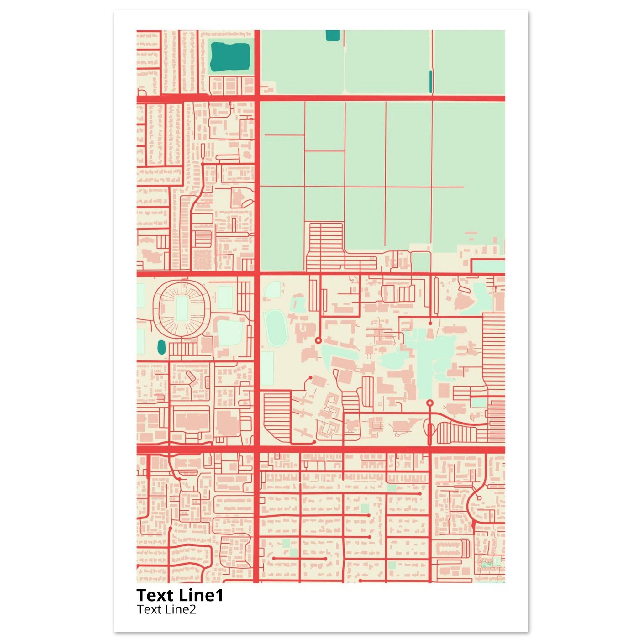 california state university fresno campus map poster