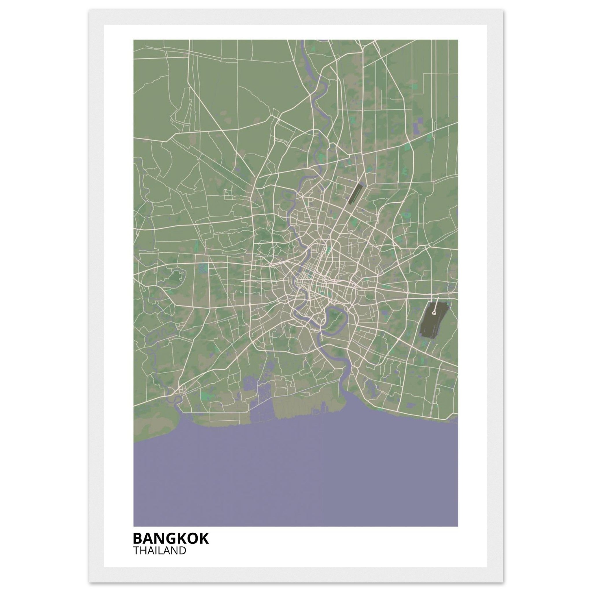 bangkok thailand map poster print