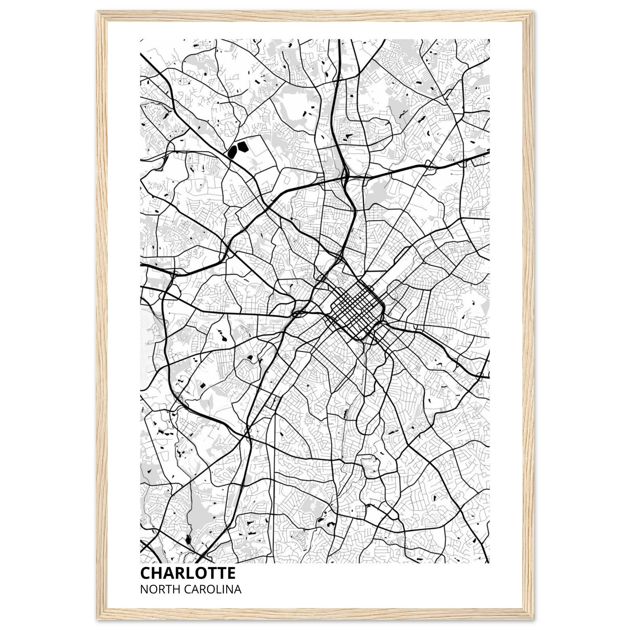 charlotte map poster print