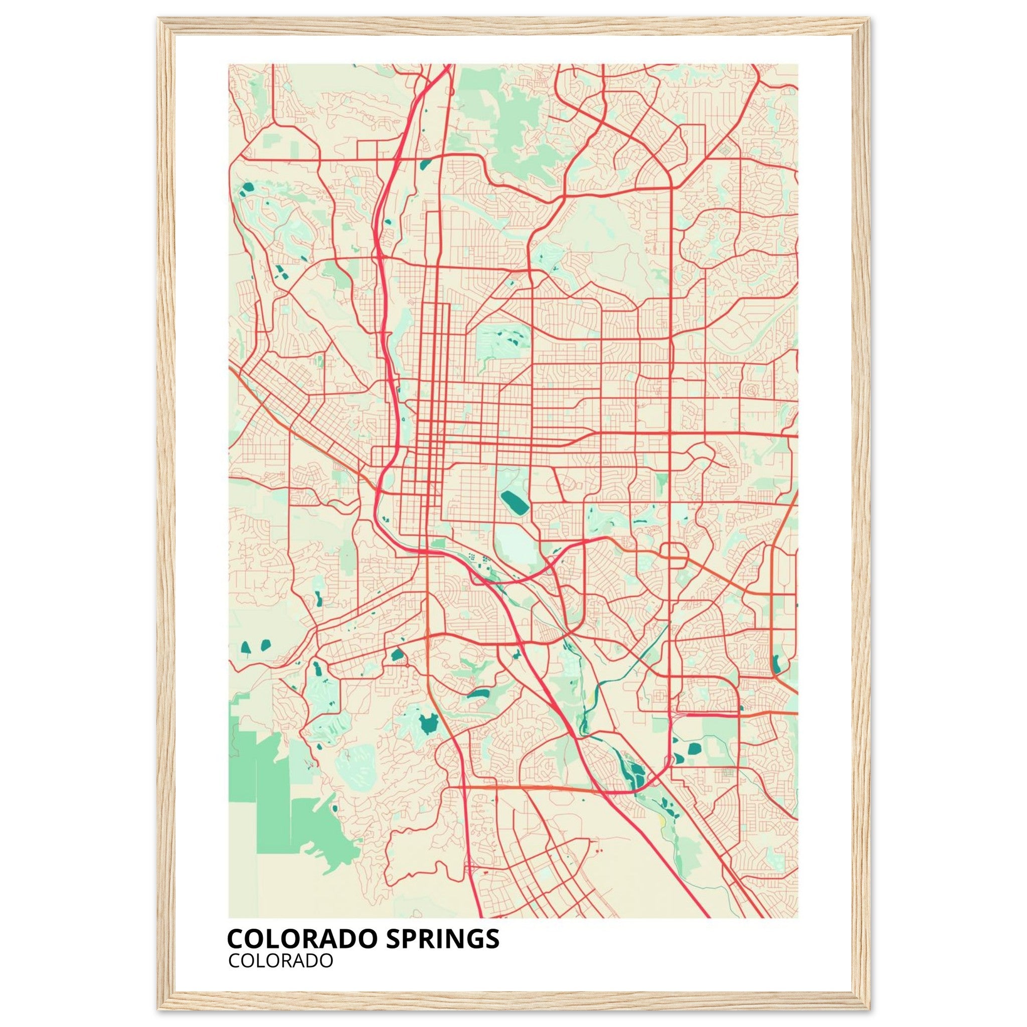 colorado springs map poster print