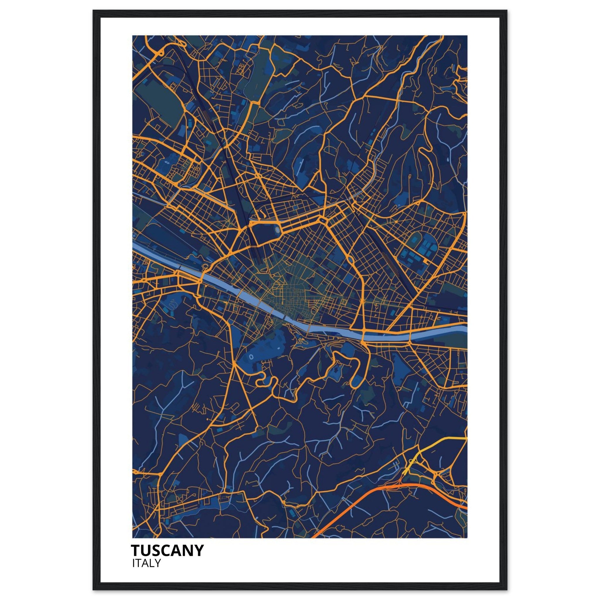 tuscany italy map poster print