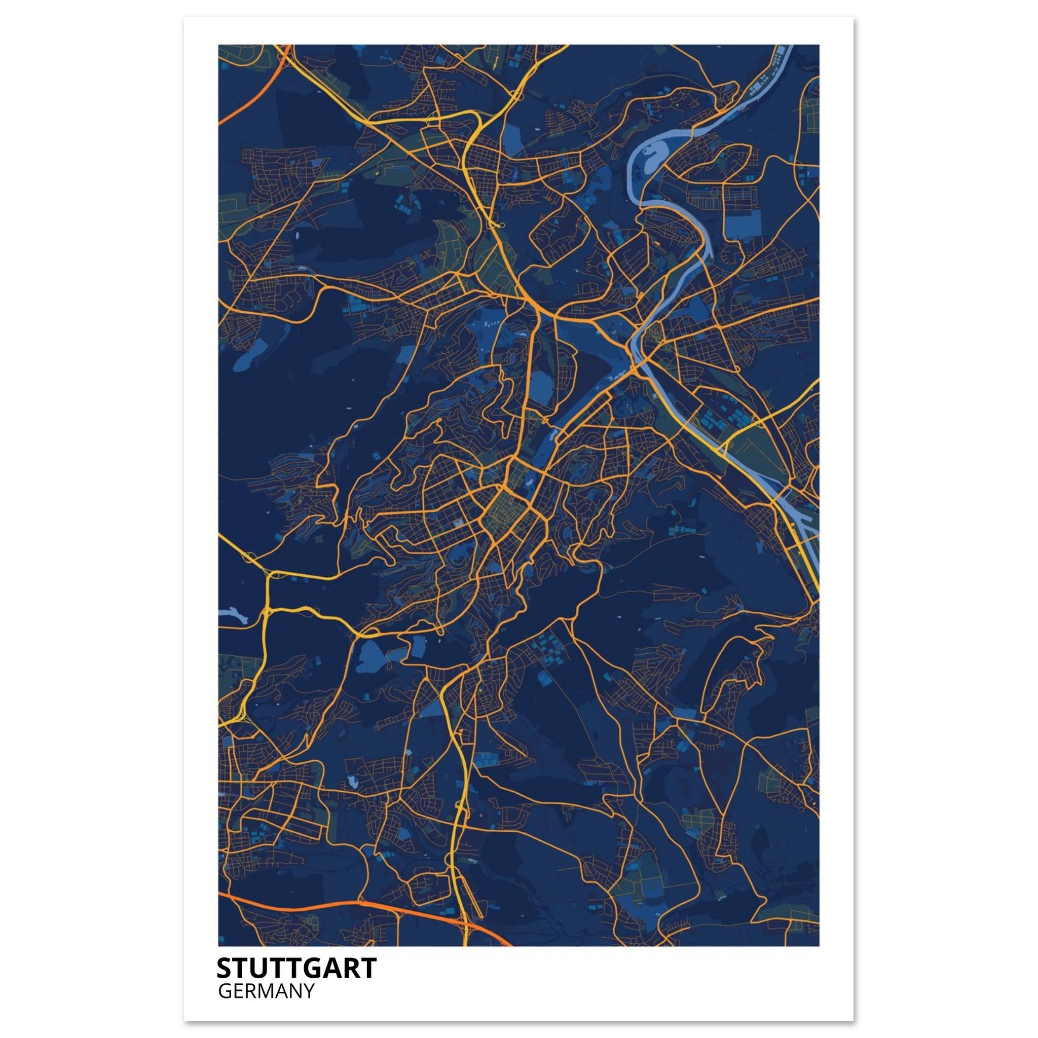 Stuttgart Germany City Map Poster | Custom Map Art Print - Ink And Atlas