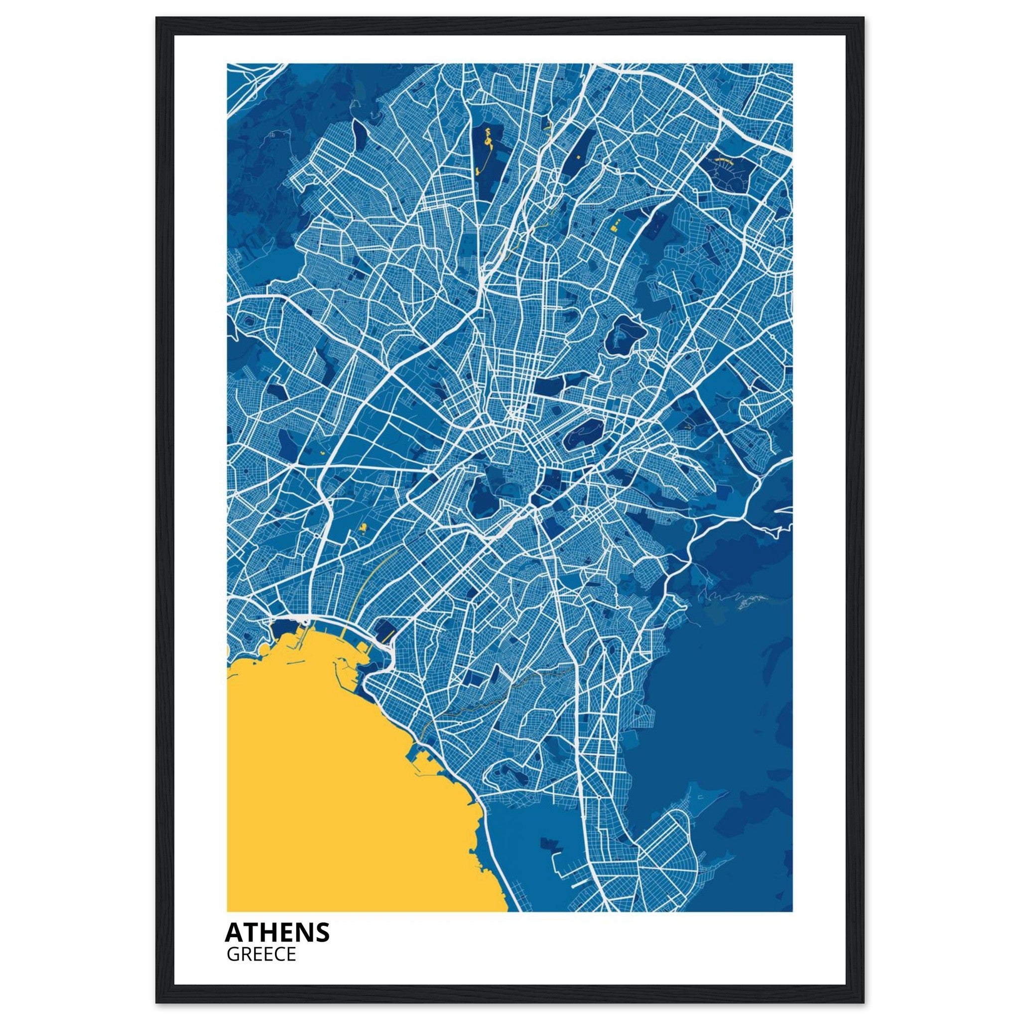 athens greece map poster print