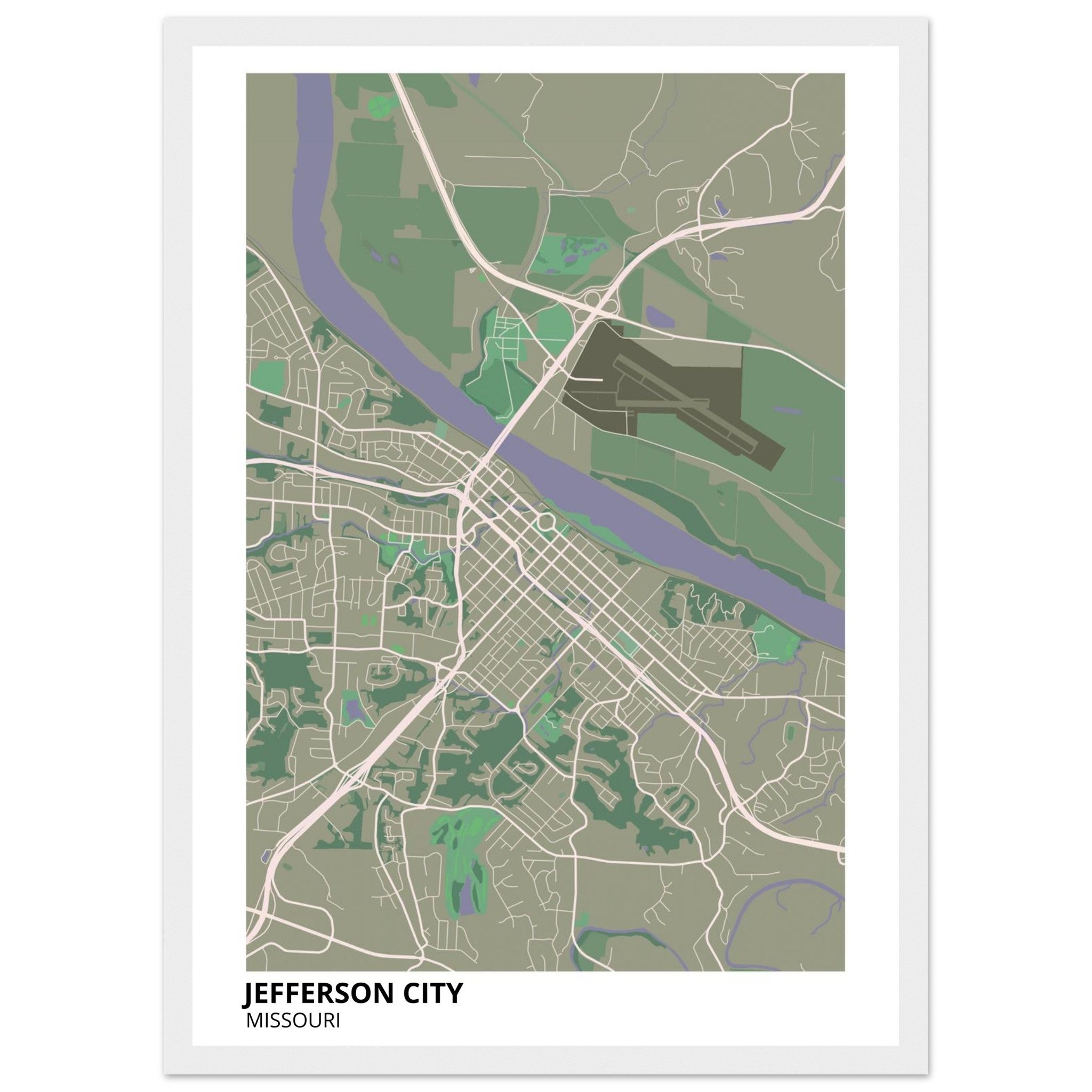 jefferson city map poster print