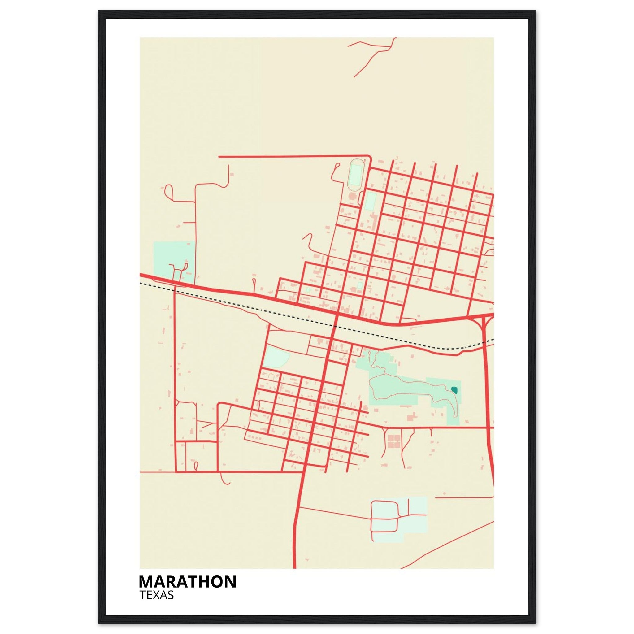 Marathon Texas City Map Poster | Custom Map Art Print - Ink And Atlas