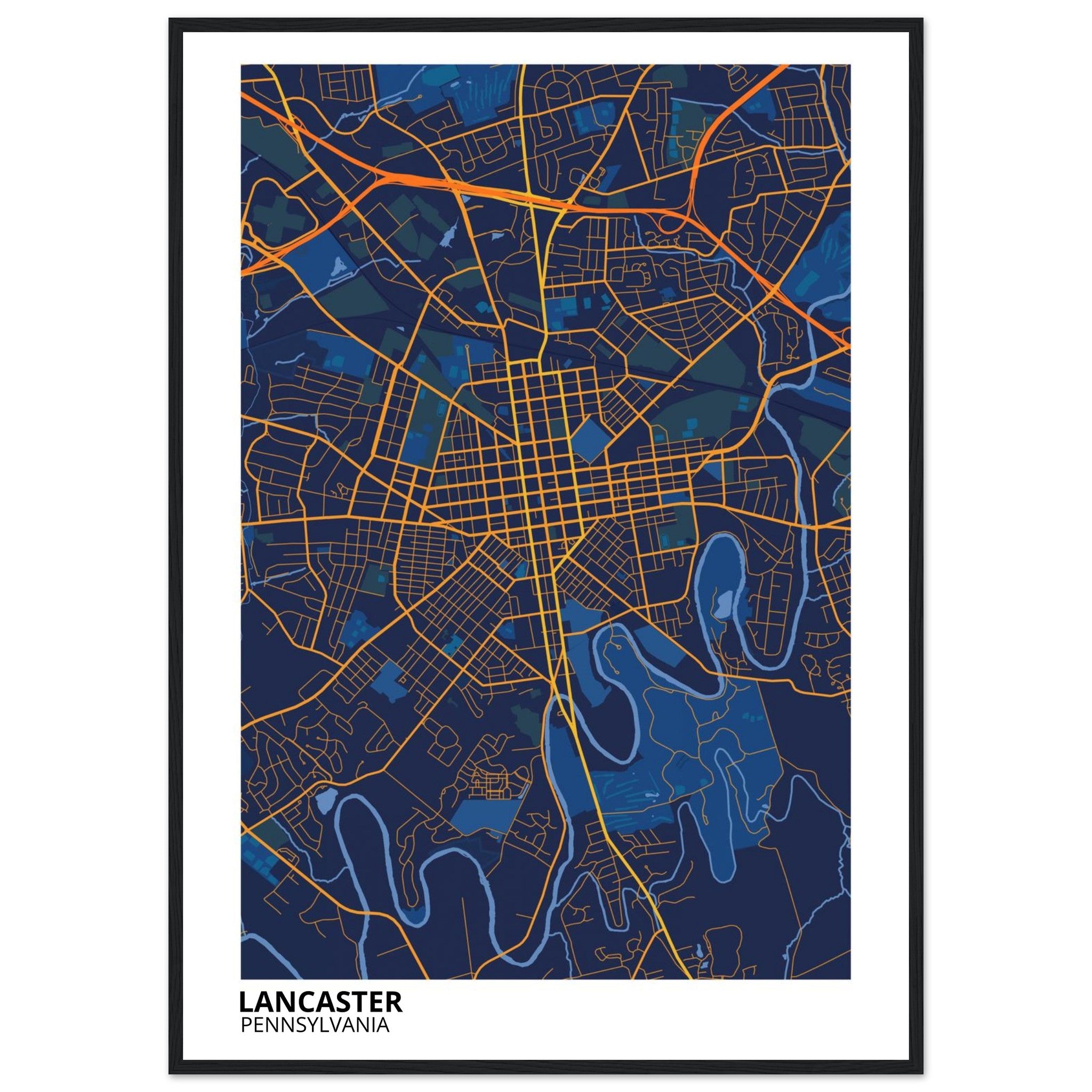 Lancaster Pennsylvania City Map Poster | Custom Map Art Print - Ink And Atlas