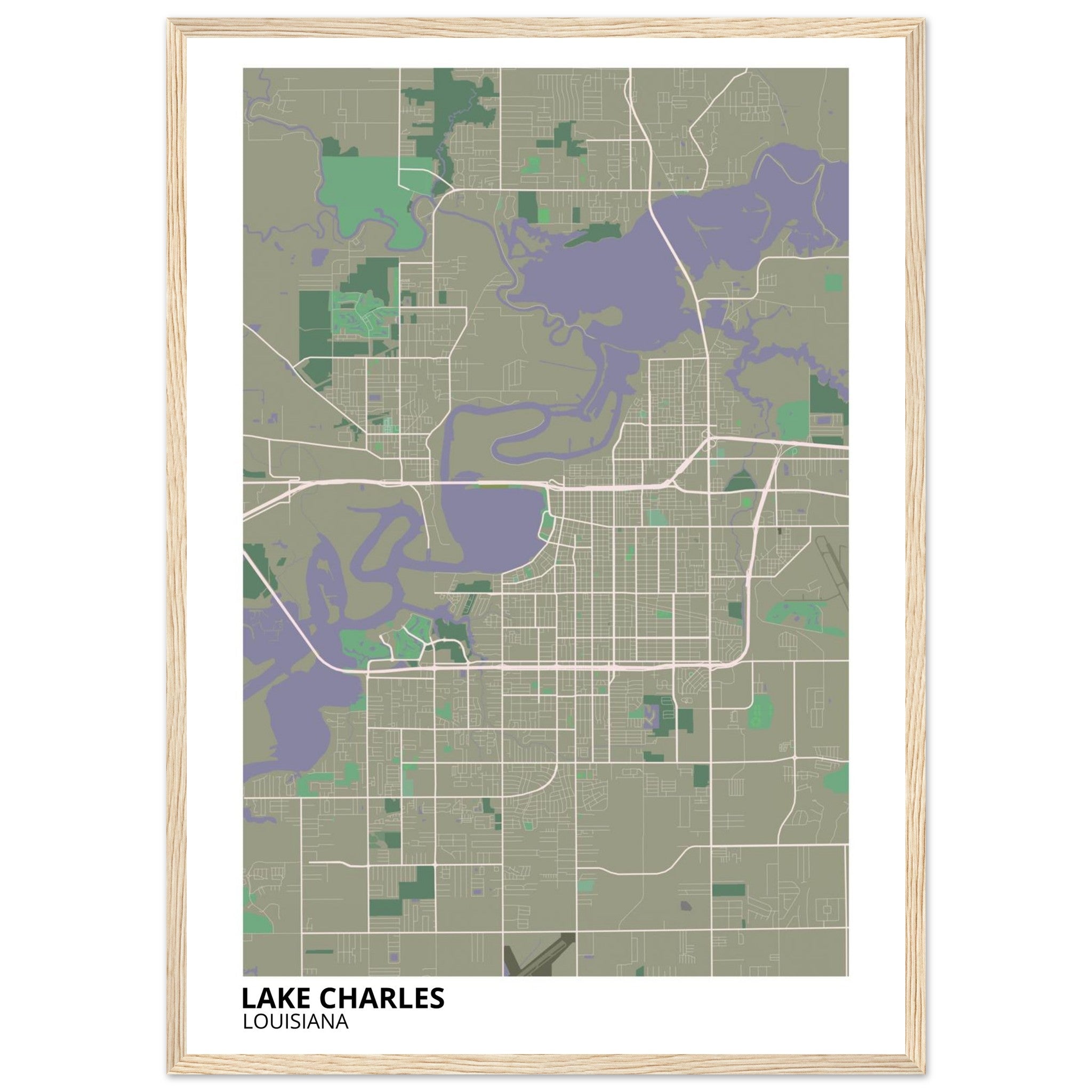 Lake Charles Louisiana City Map Poster | Custom Map Art Print - Ink And Atlas