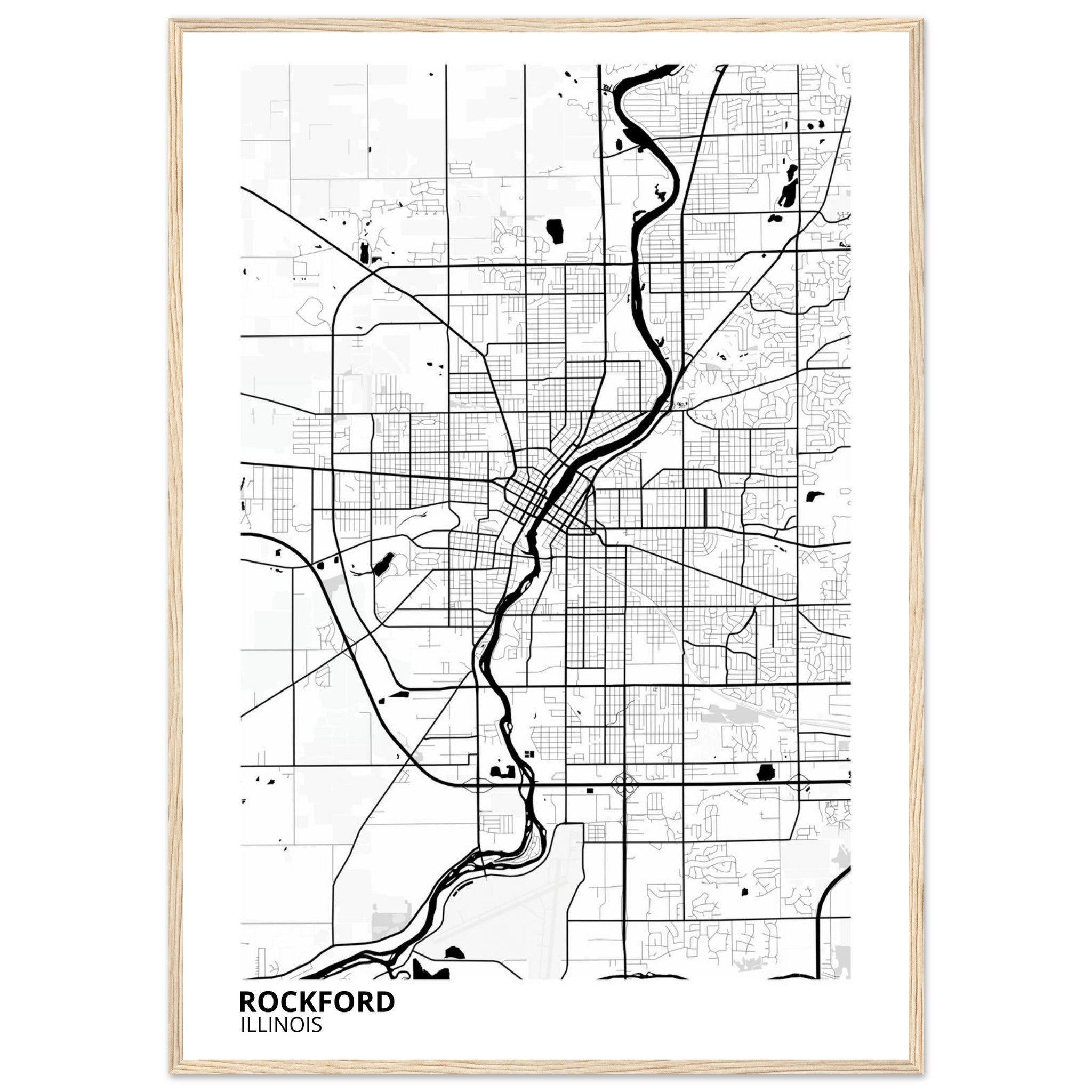 Rockford Illinois City Map Poster | Custom Map Art Print - Ink And Atlas