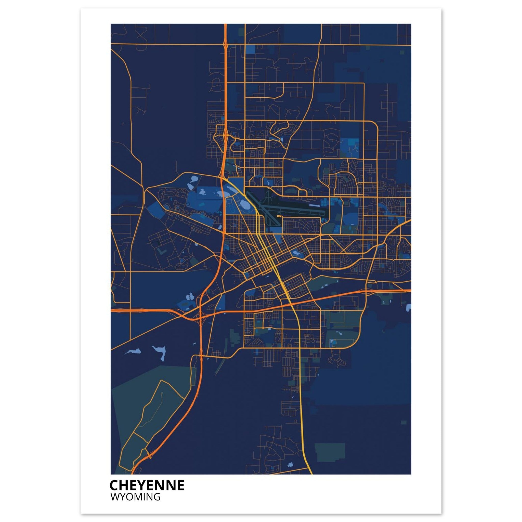 cheyenne map poster print
