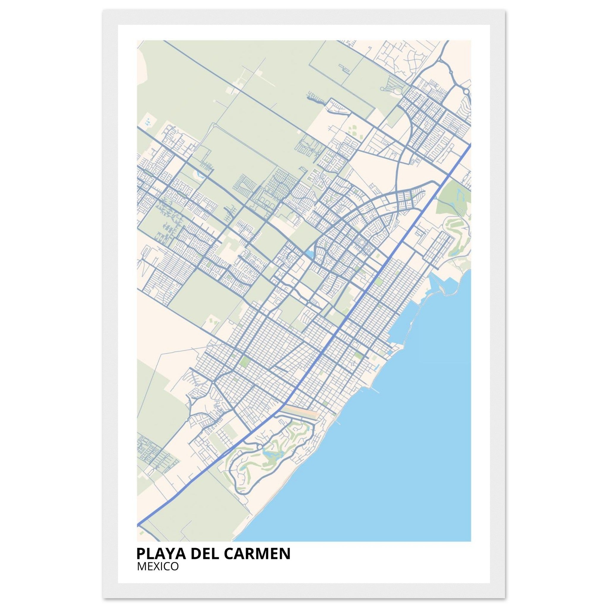 Playa Del Carmen Mexico City Map Poster | Custom Map Art Print - Ink And Atlas