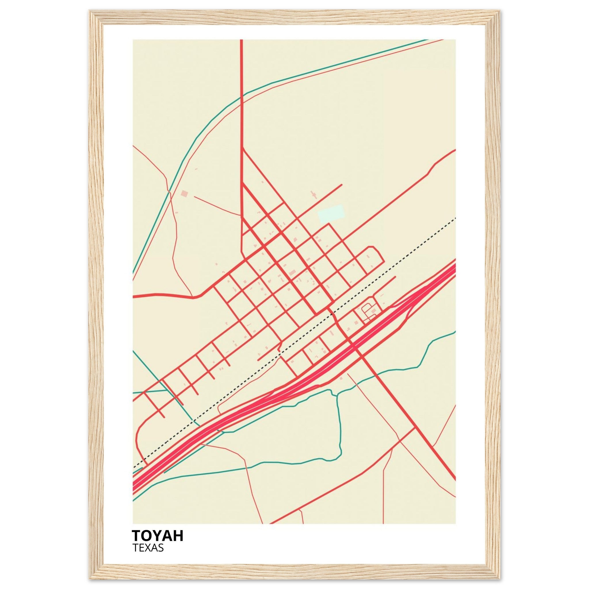 Toyah Texas City Map Poster | Custom Map Art Print - Ink And Atlas