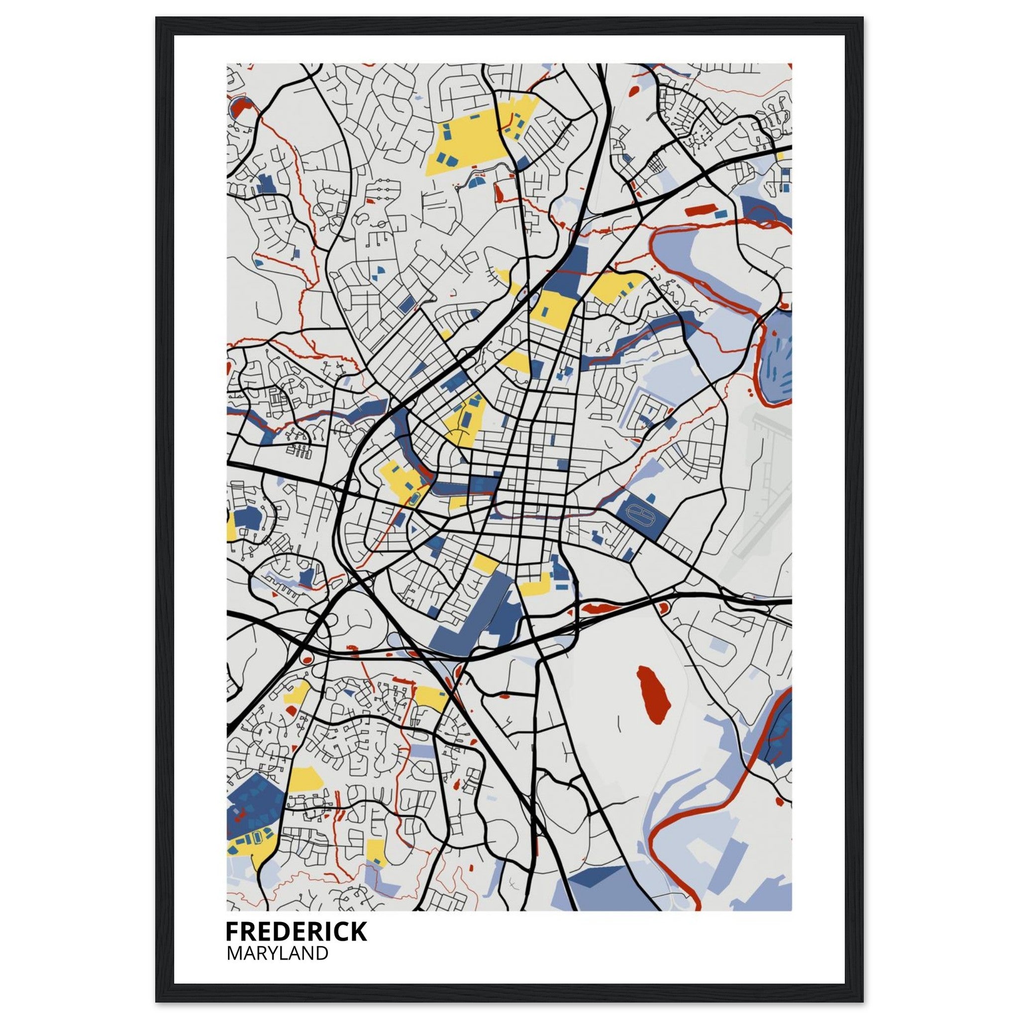 Frederick Maryland City Map Poster | Custom Map Art Print - Ink And Atlas