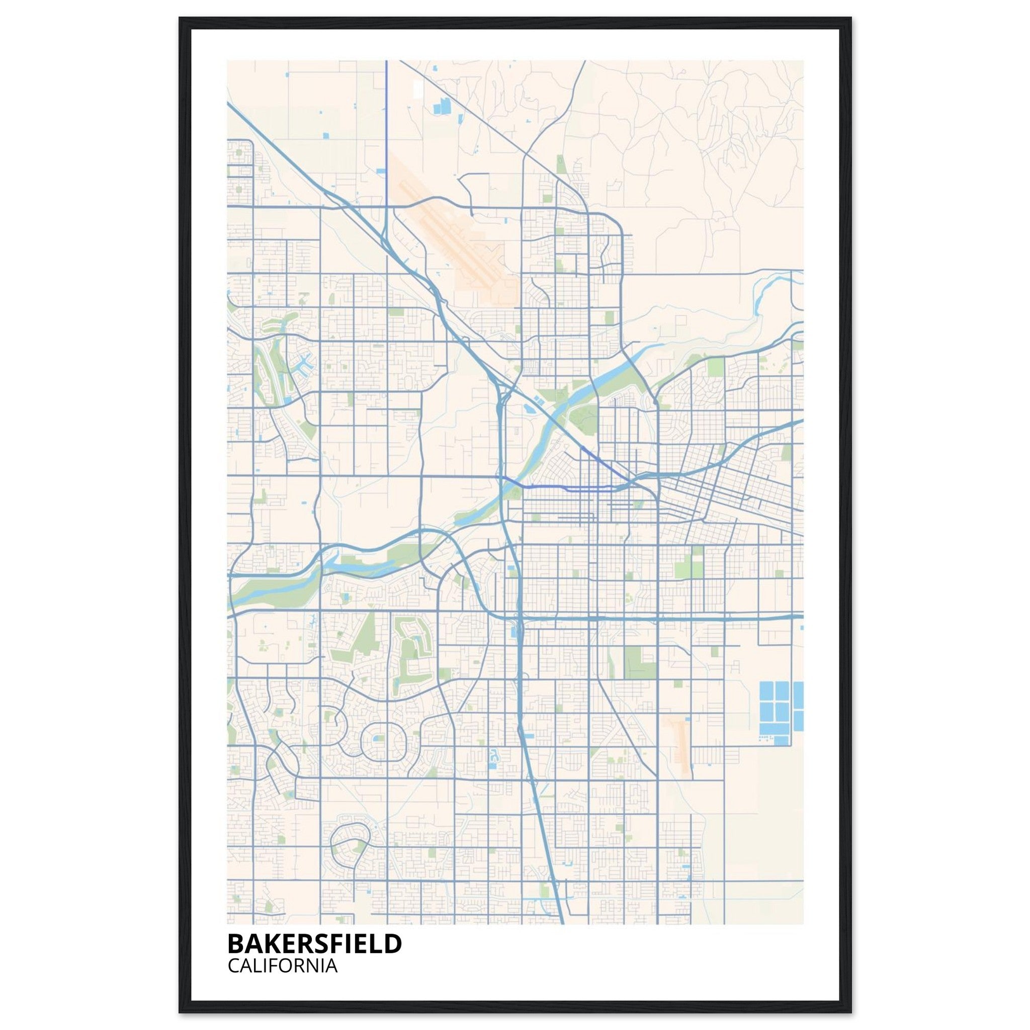 bakersfield map poster print