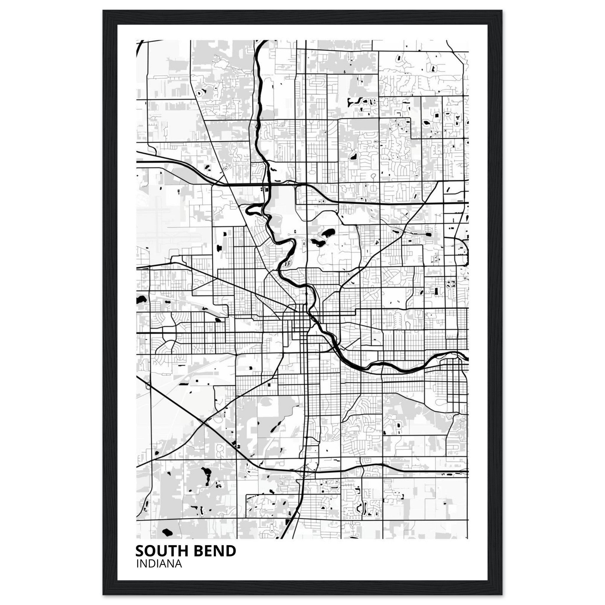 South Bend Indiana City Map Poster | Custom Map Art Print - Ink And Atlas