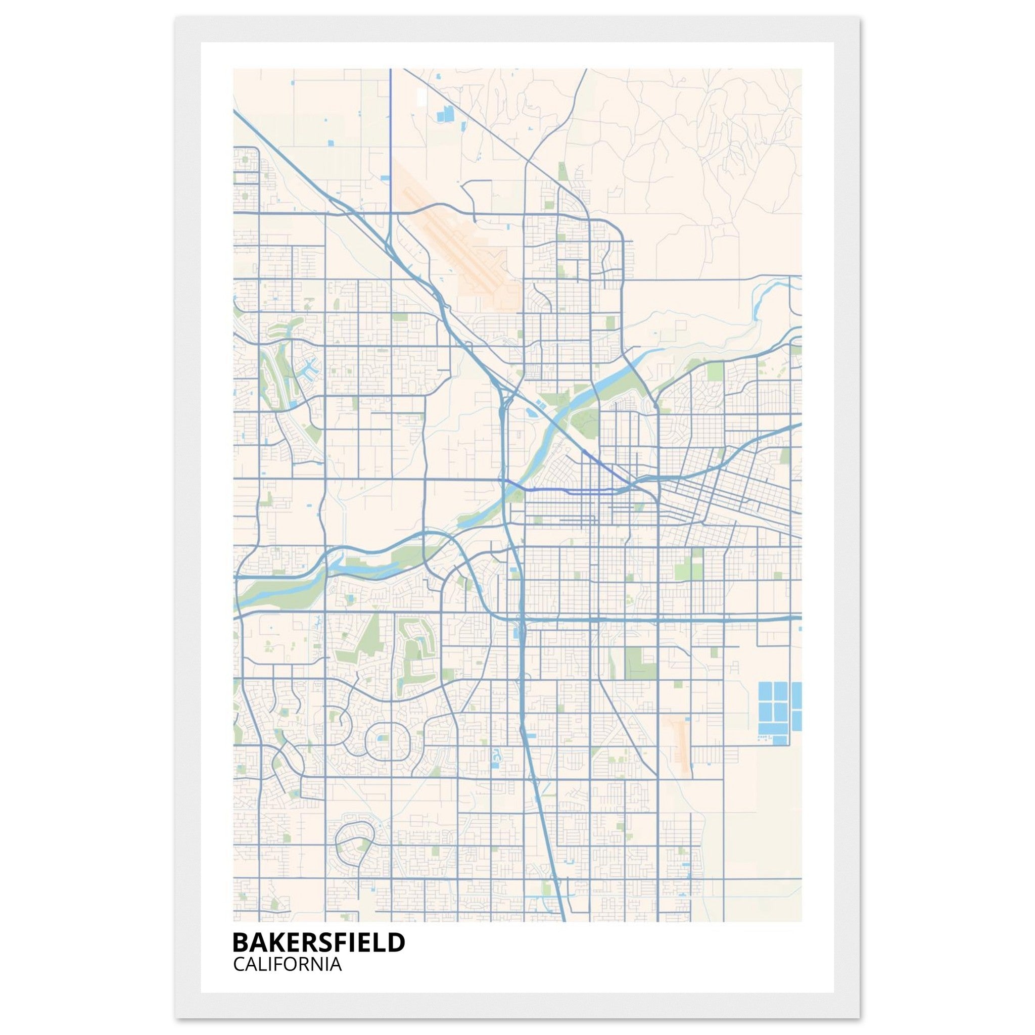 bakersfield map poster print