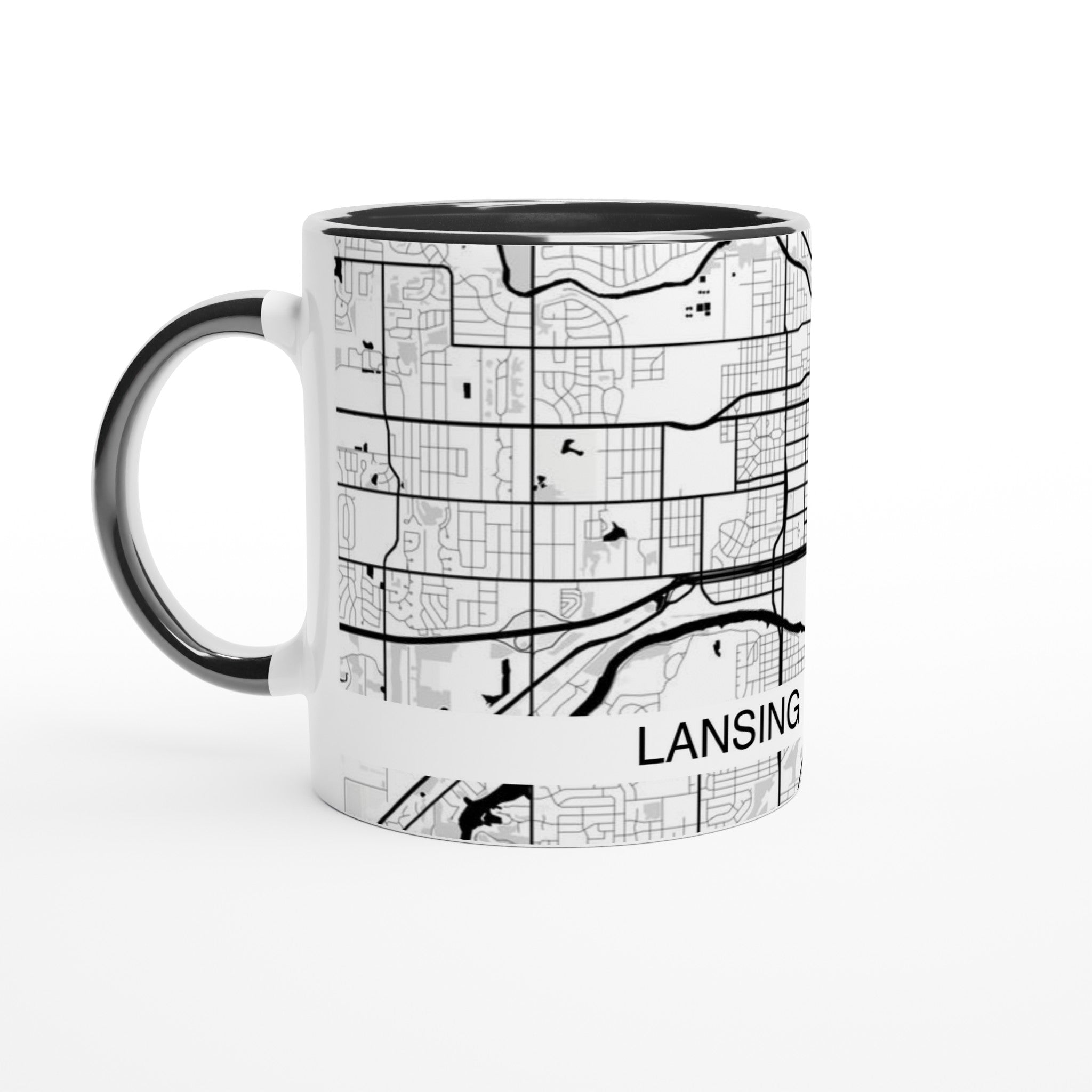 Lansing Michigan Modern City Map Mug (11oz) - Ink And Atlas