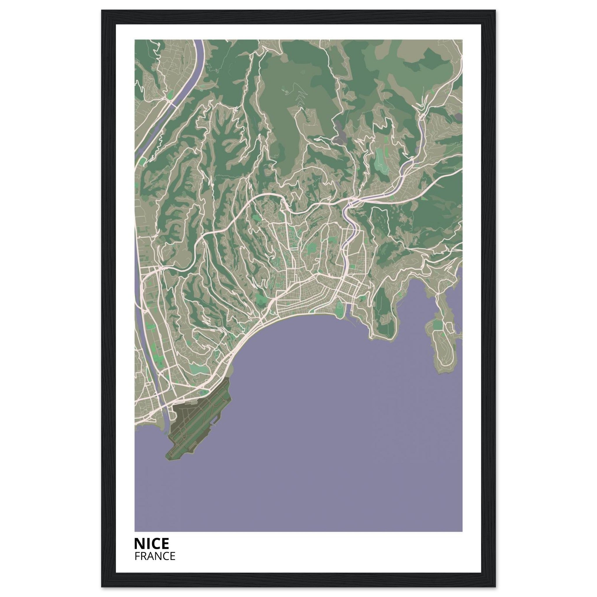 Nice France City Map Poster | Custom Map Art Print - Ink And Atlas