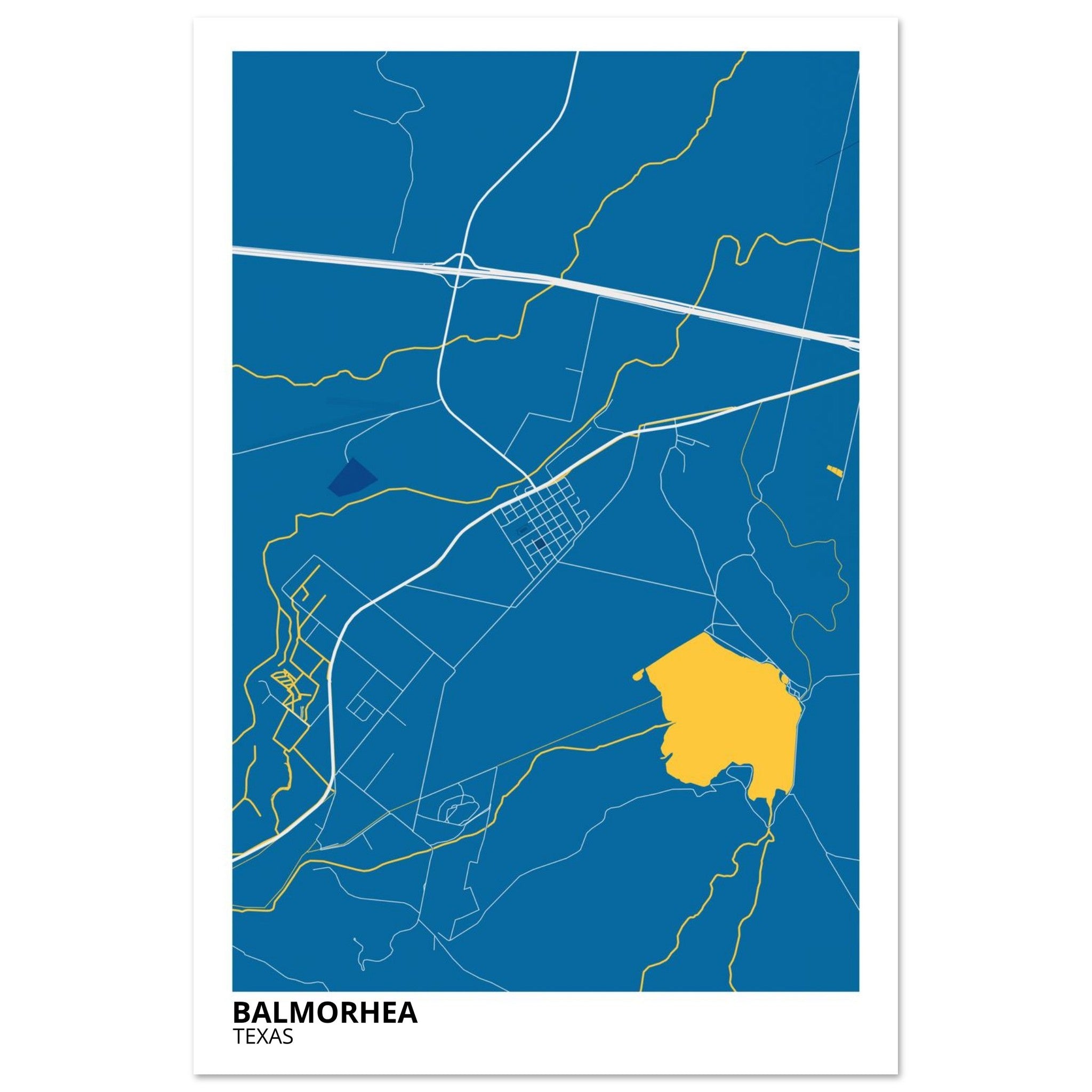 Balmorhea Texas City Map Poster | Custom Map Art Print - Ink And Atlas