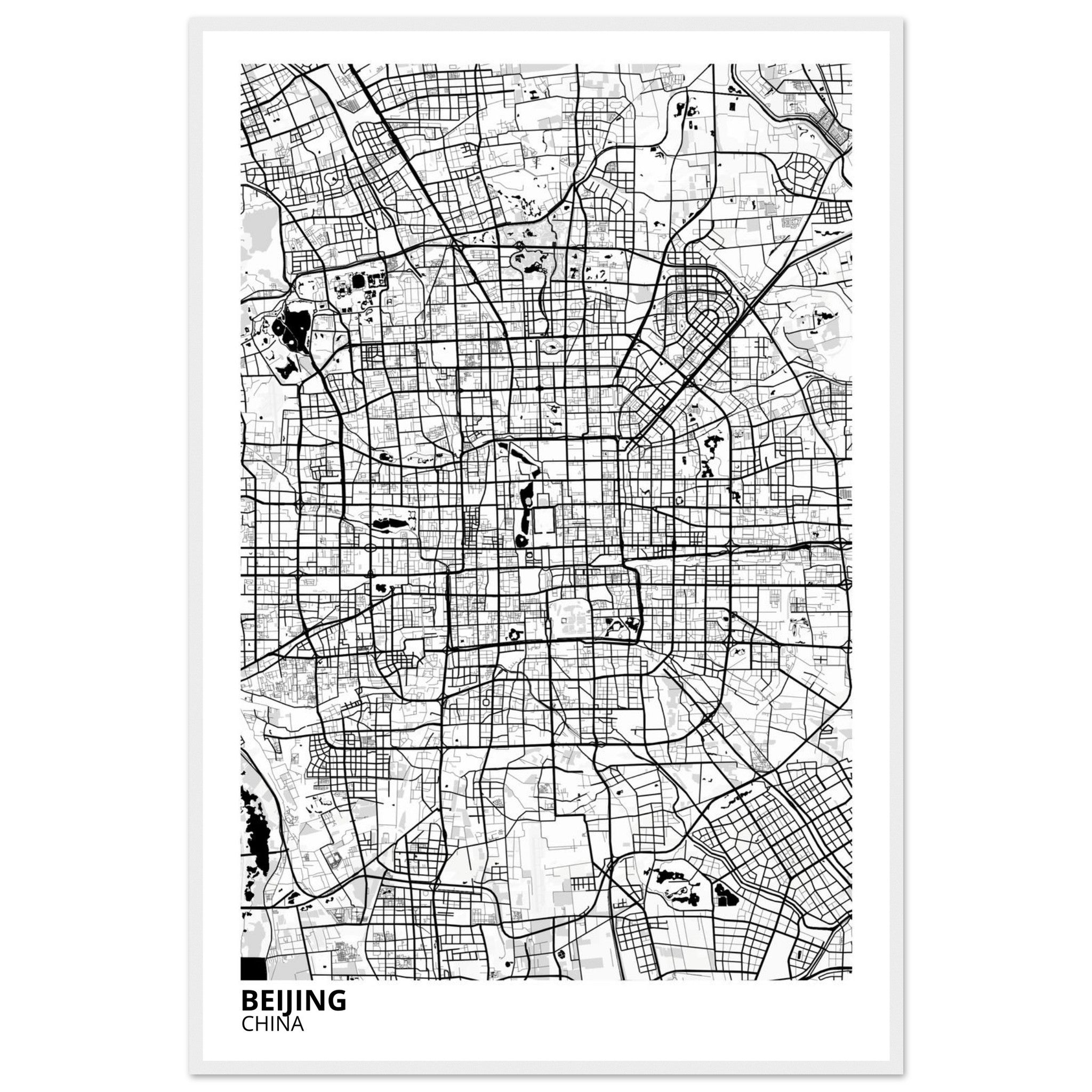 beijing china map poster print