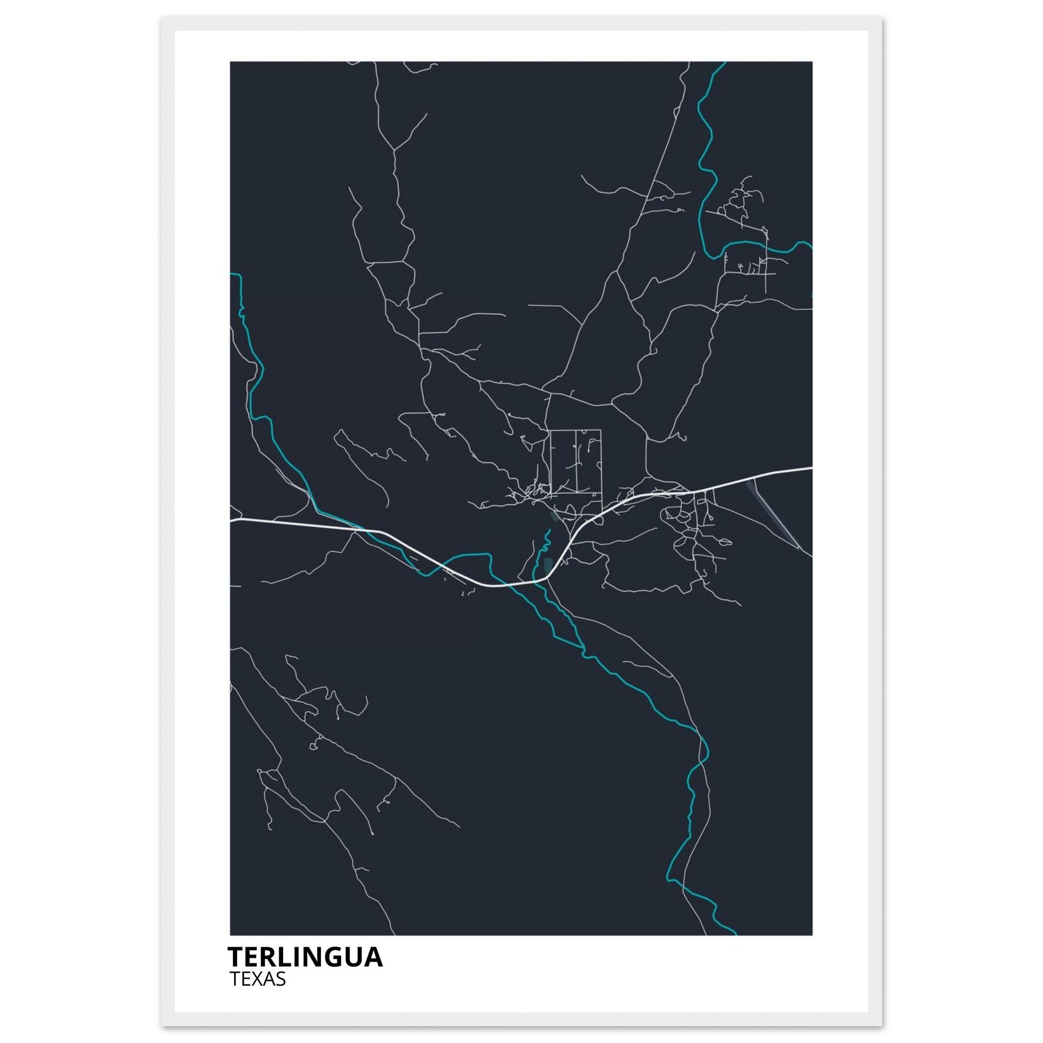 Terlingua Texas City Map Poster | Custom Map Art Print - Ink And Atlas