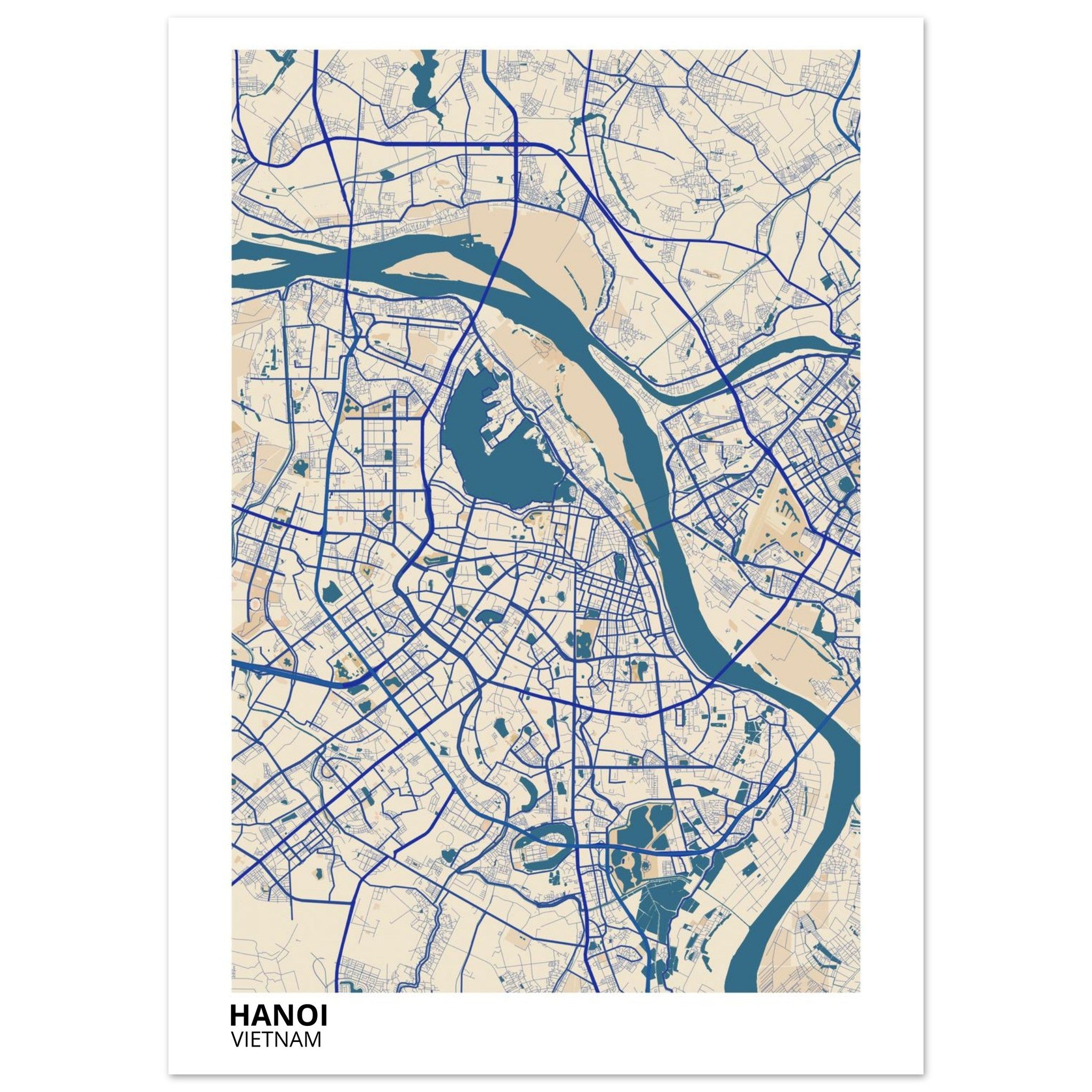 Hanoi Vietnam City Map Poster | Custom Map Art Print - Ink And Atlas