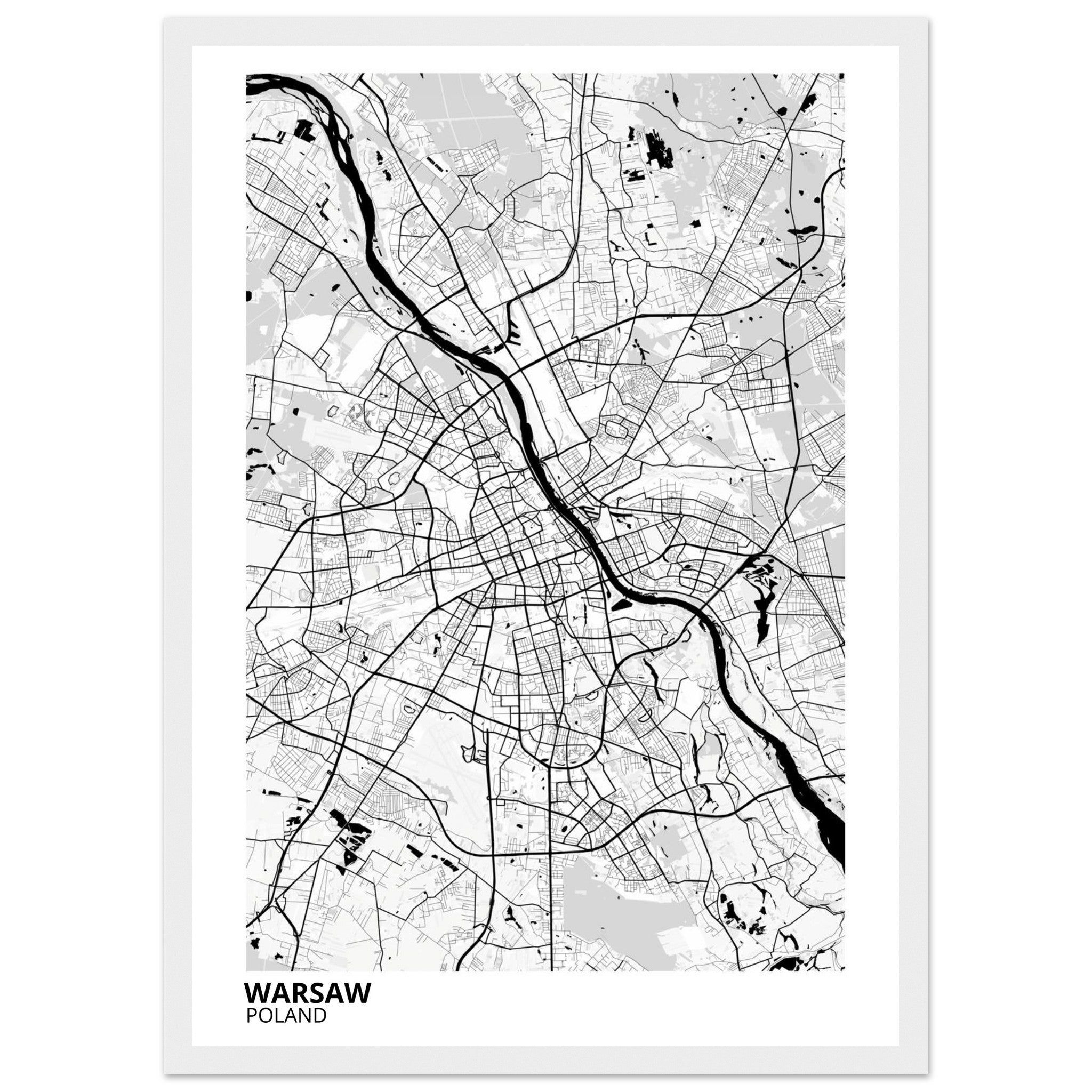 Warsaw Poland City Map Poster | Custom Map Art Print - Ink And Atlas