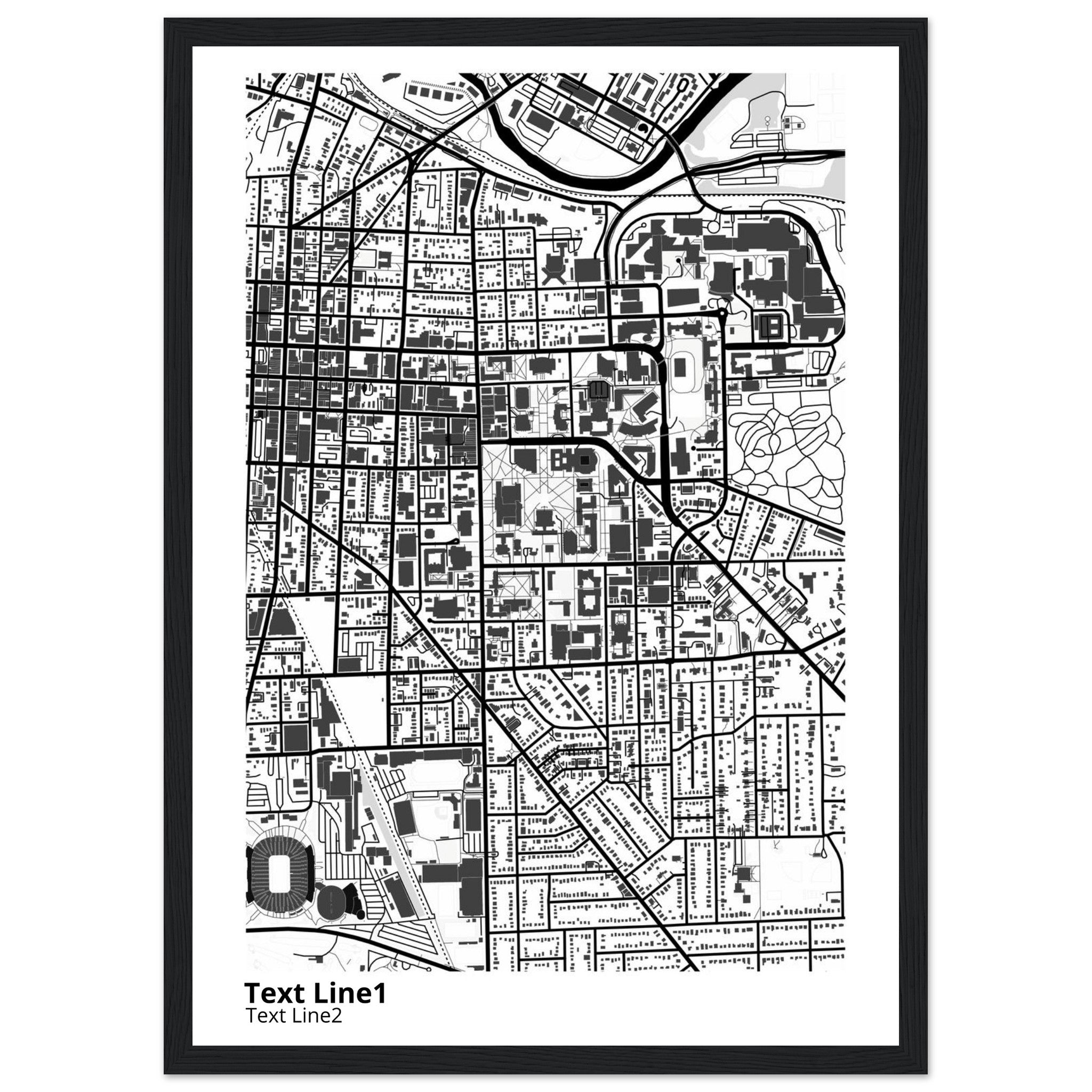 university of michigan ann arbor campus map poster