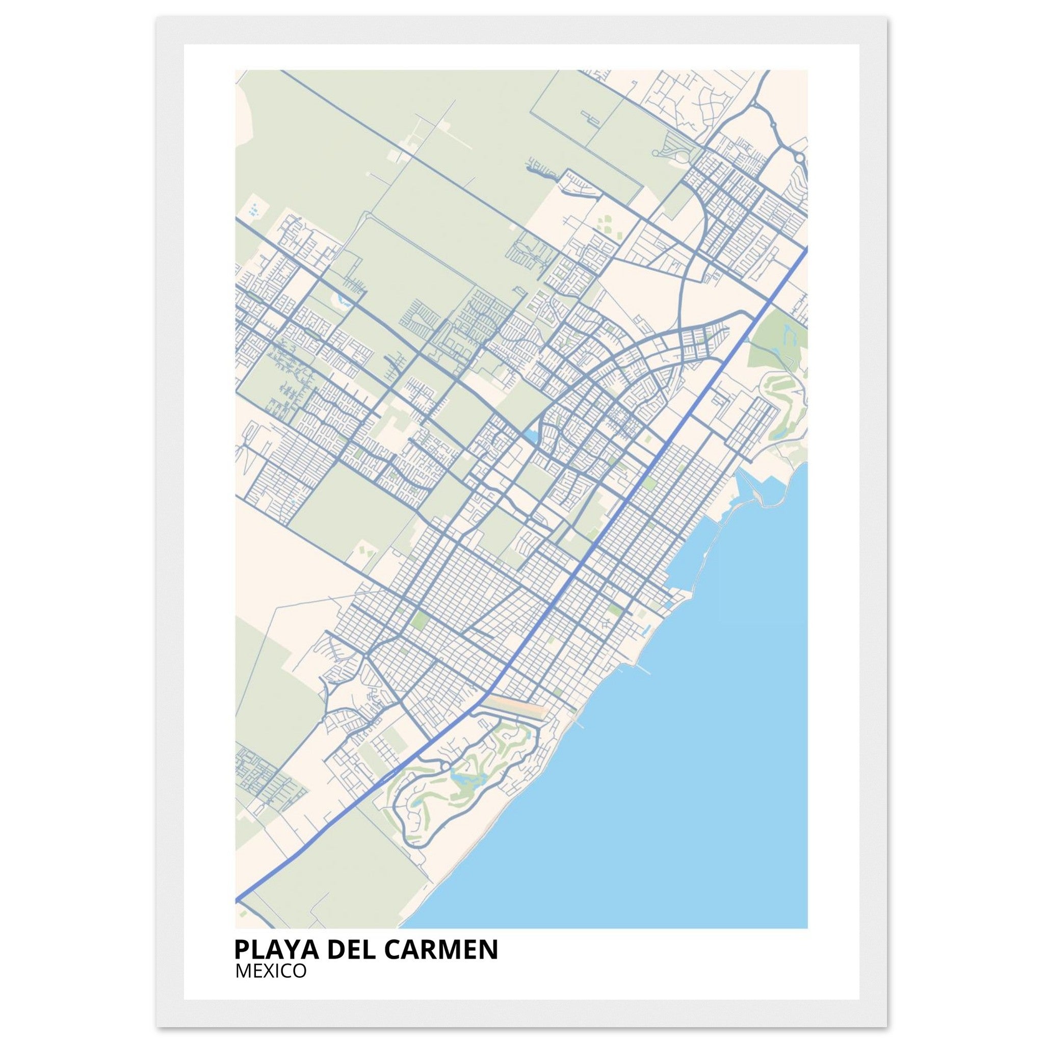 Playa Del Carmen Mexico City Map Poster | Custom Map Art Print - Ink And Atlas