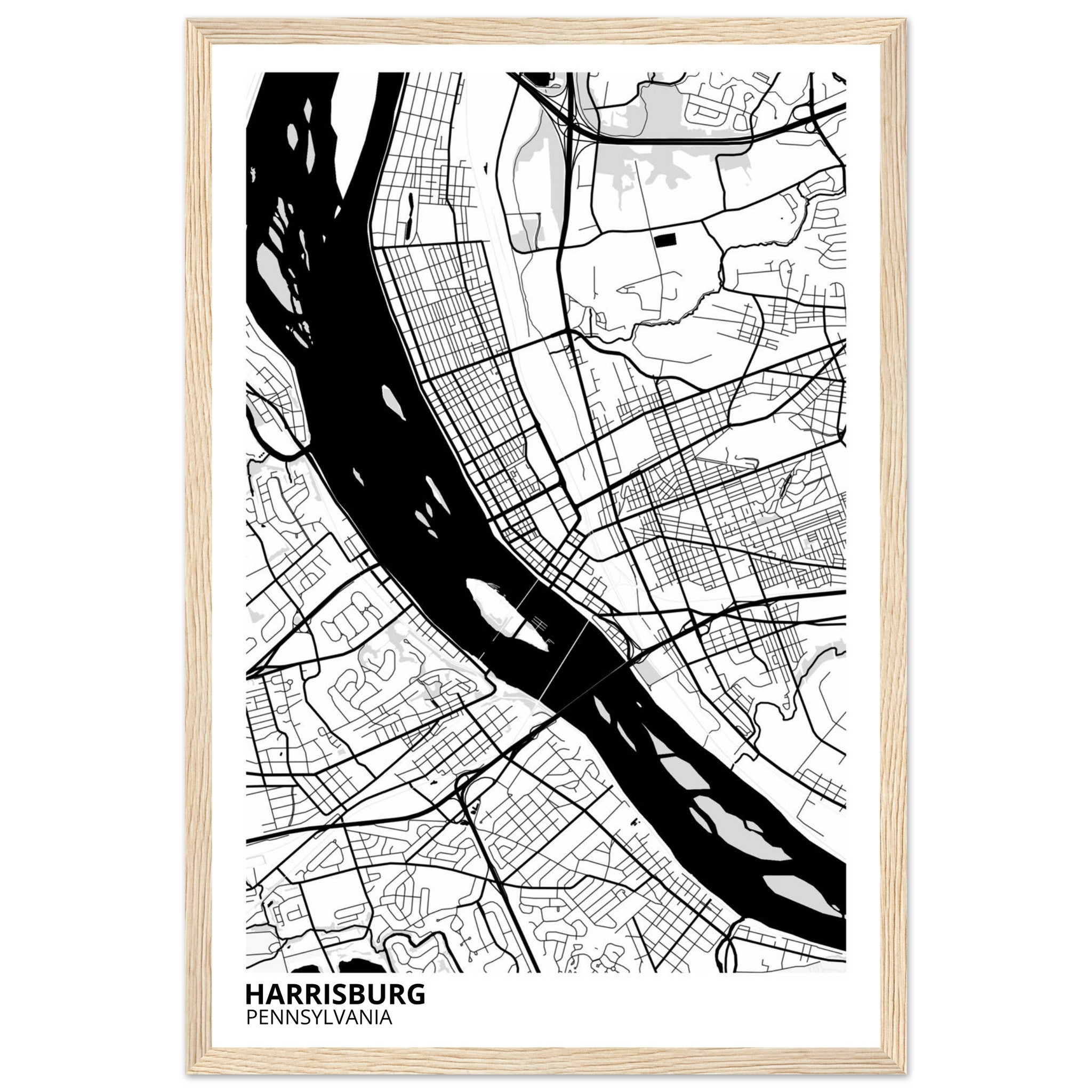 harrisburg map poster print
