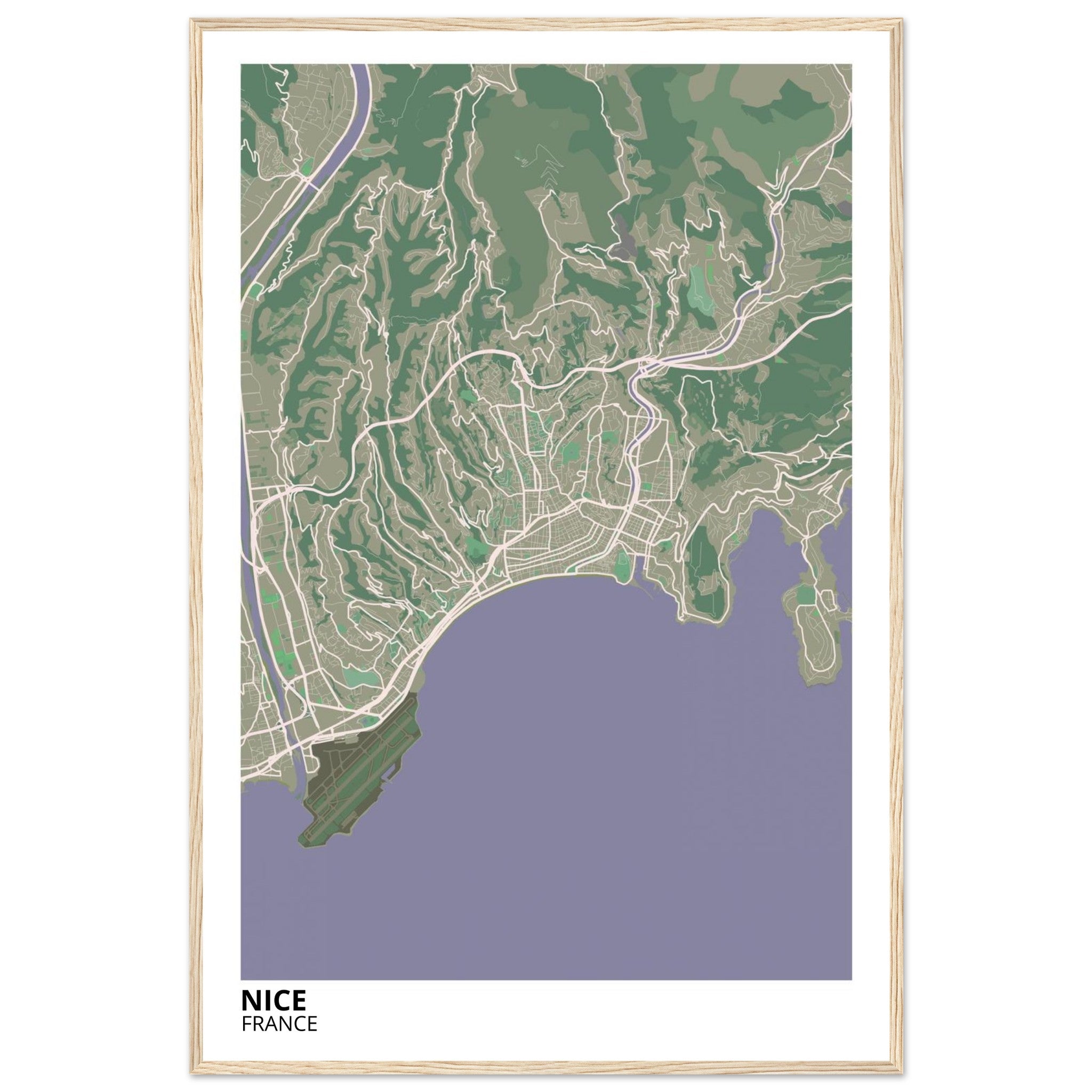 Nice France City Map Poster | Custom Map Art Print - Ink And Atlas