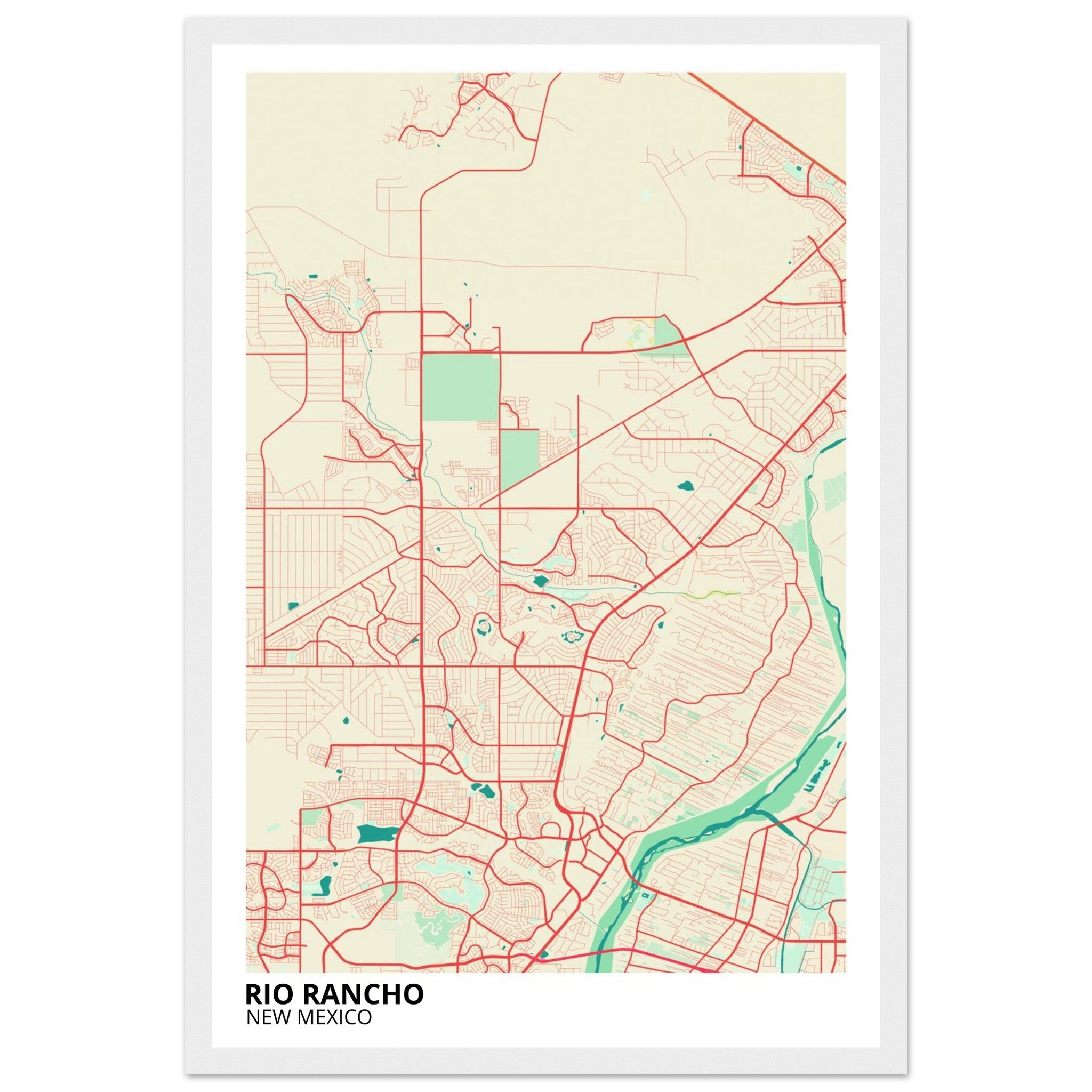 Rio Rancho New Mexico City Map Poster | Custom Map Art Print - Ink And Atlas