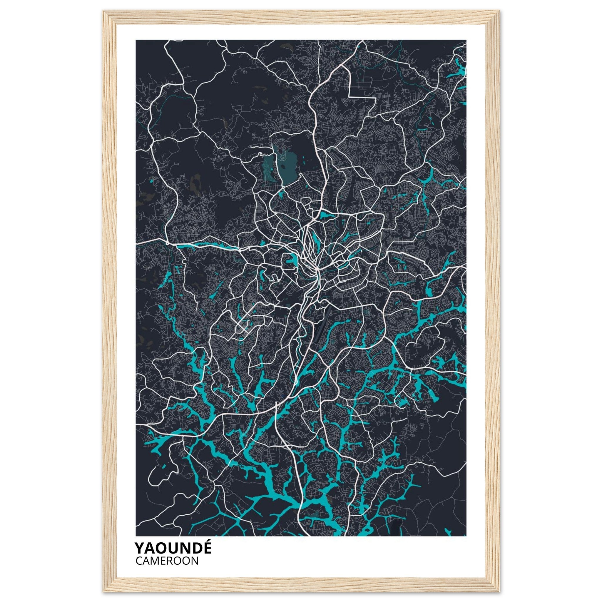 Yaounde Cameroon City Map Poster | Custom Map Art Print - Ink And Atlas