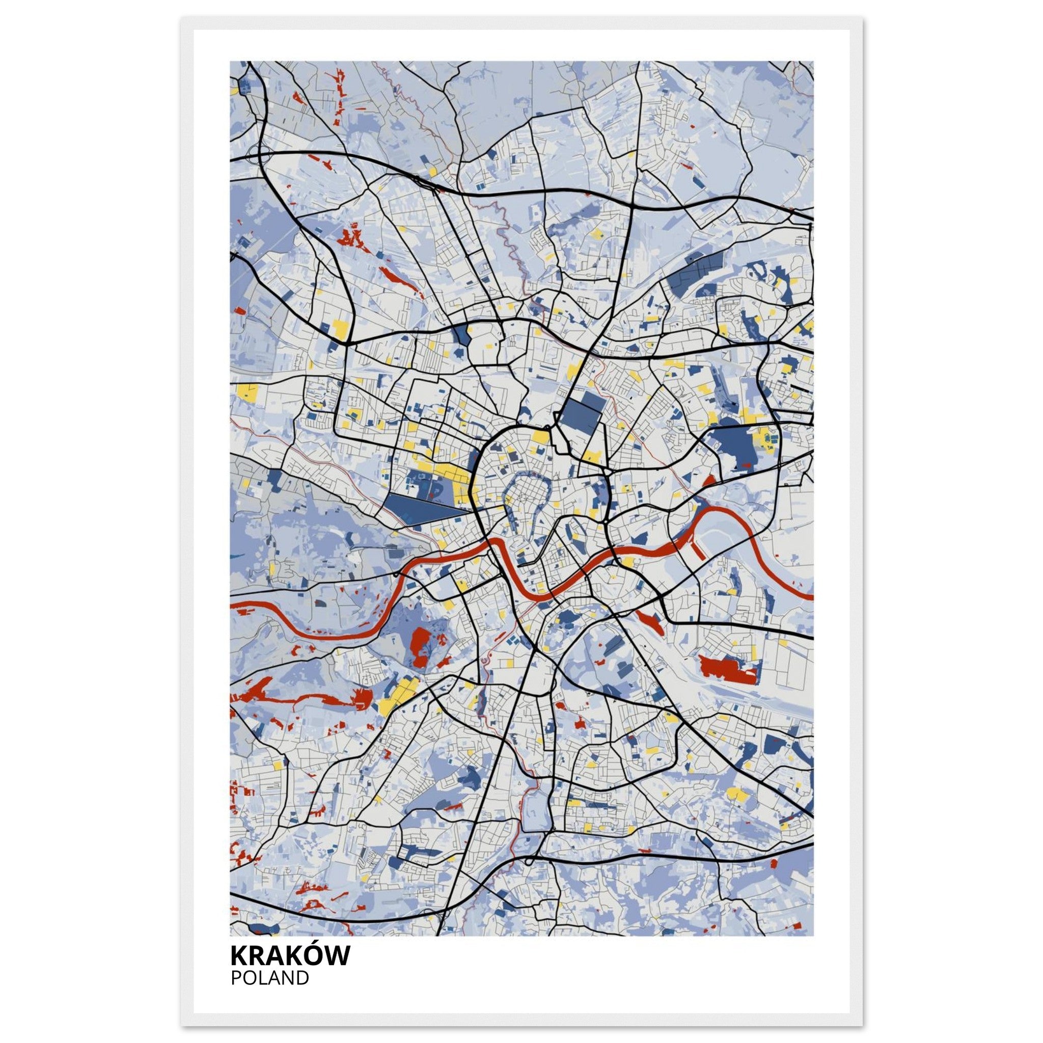 Krakow Poland City Map Poster | Custom Map Art Print - Ink And Atlas