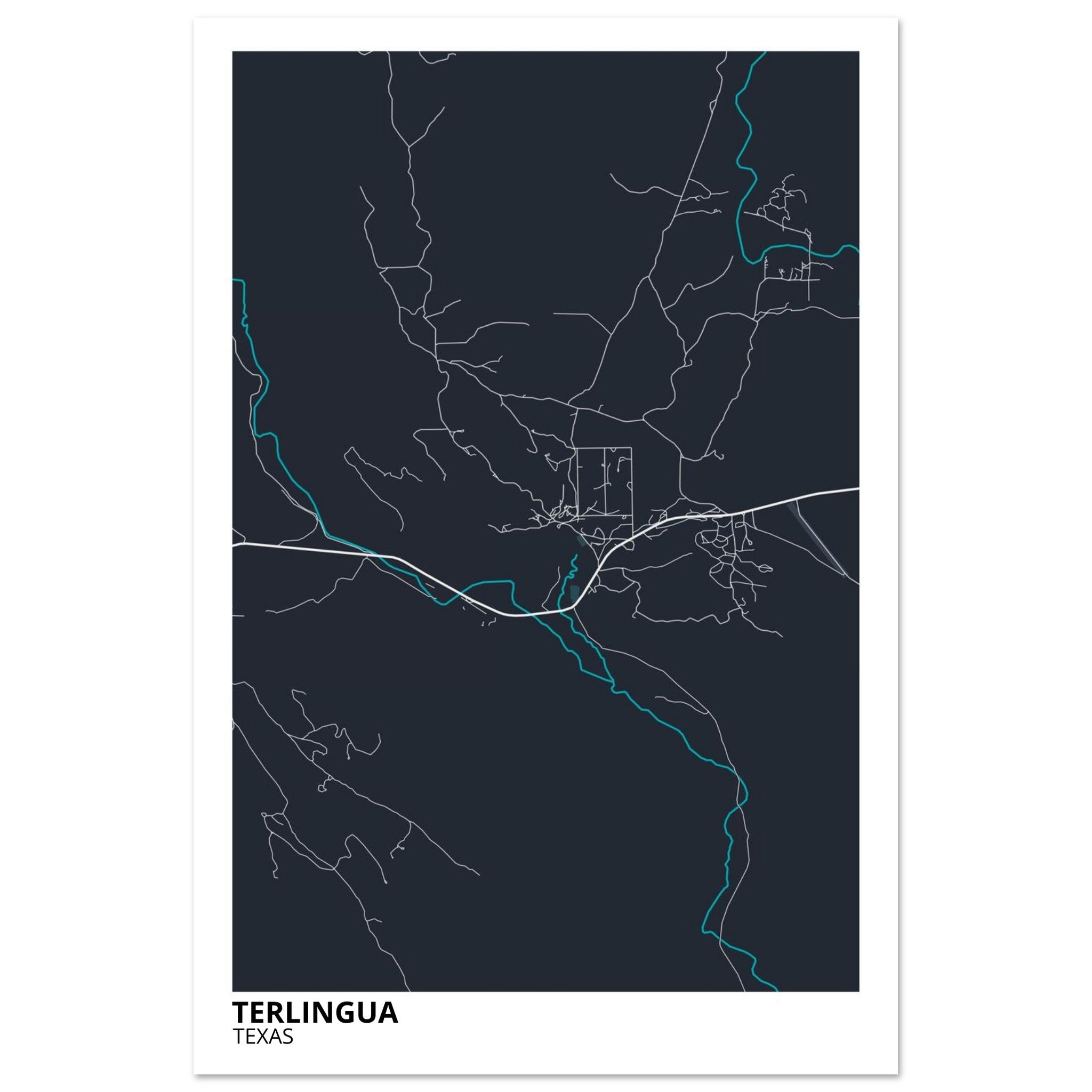 Terlingua Texas City Map Poster | Custom Map Art Print - Ink And Atlas