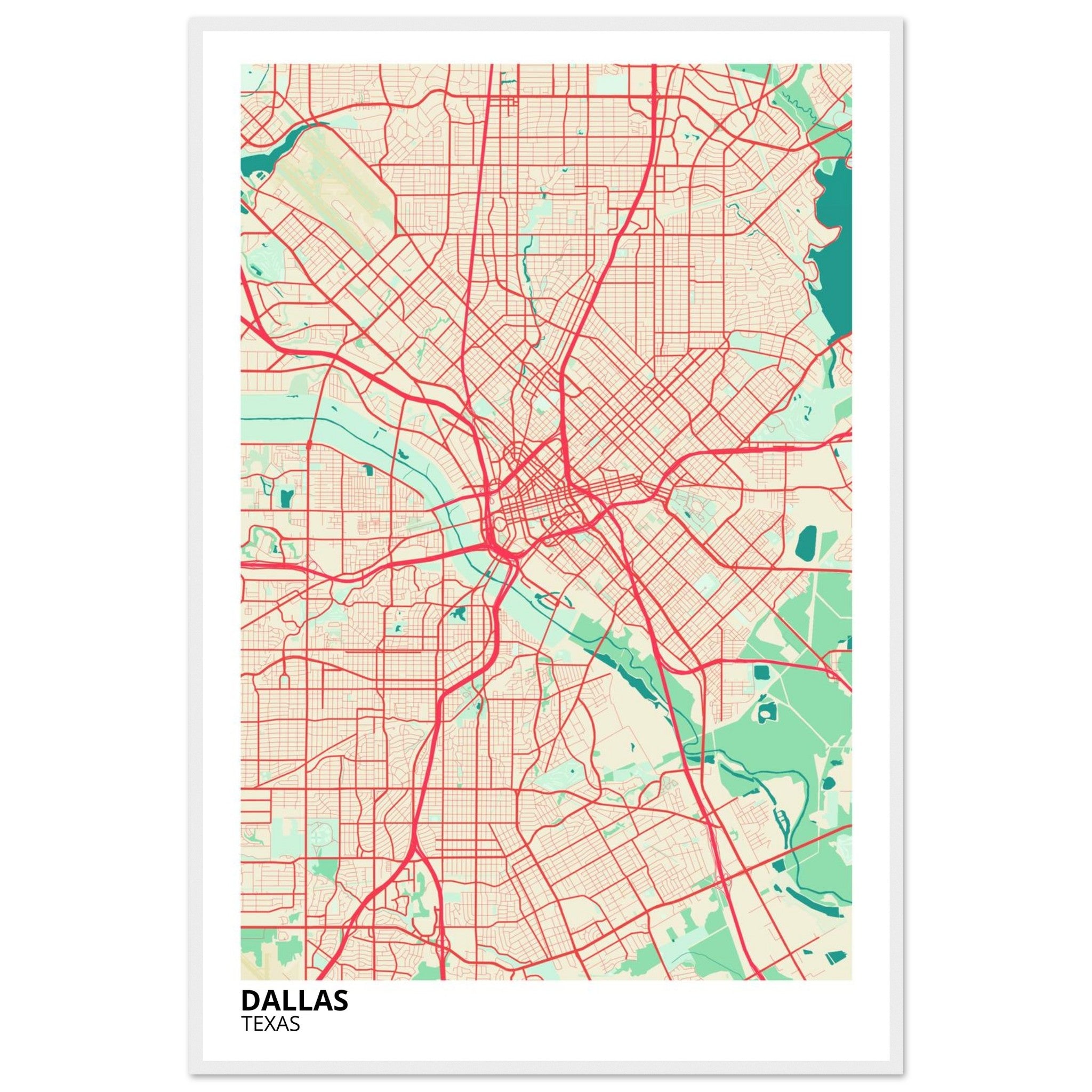 dallas map poster print