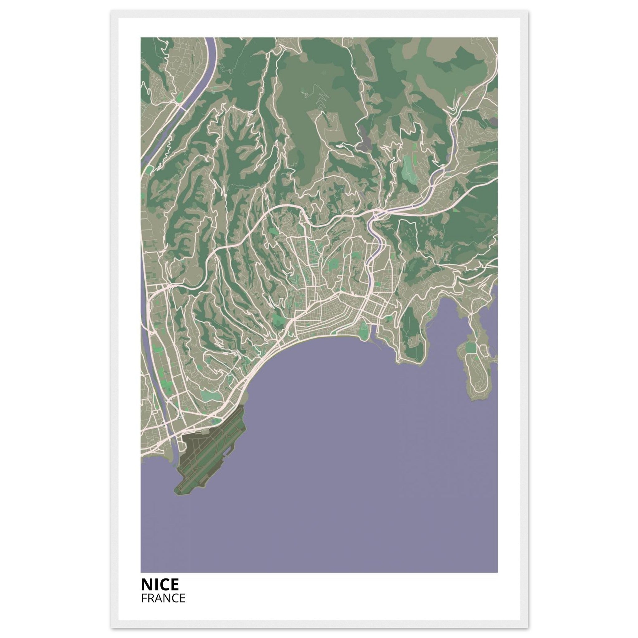 Nice France City Map Poster | Custom Map Art Print - Ink And Atlas