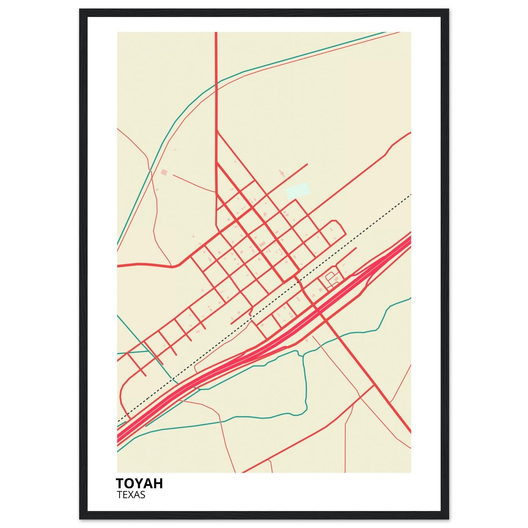 Toyah Texas City Map Poster | Custom Map Art Print - Ink And Atlas