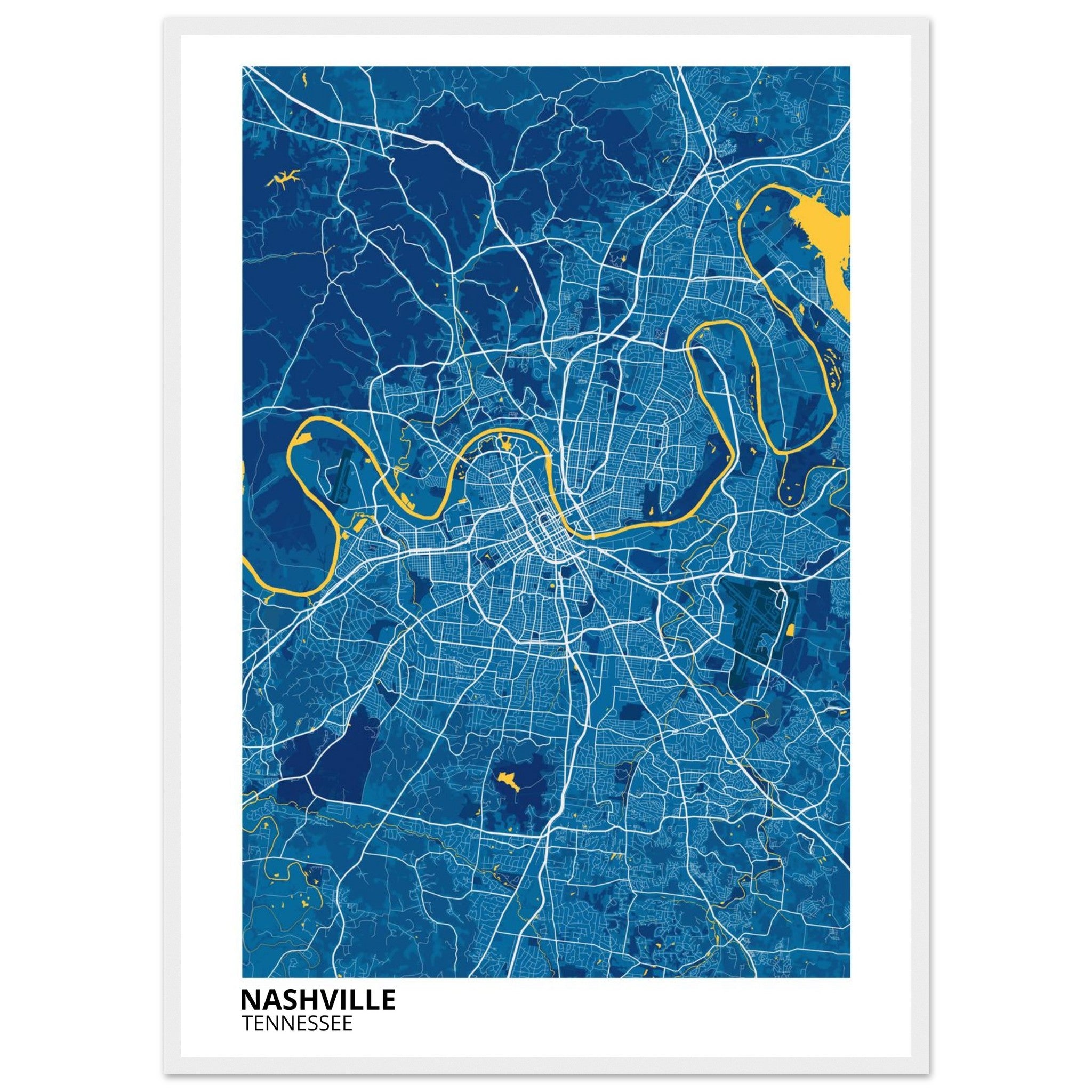nashville map poster print