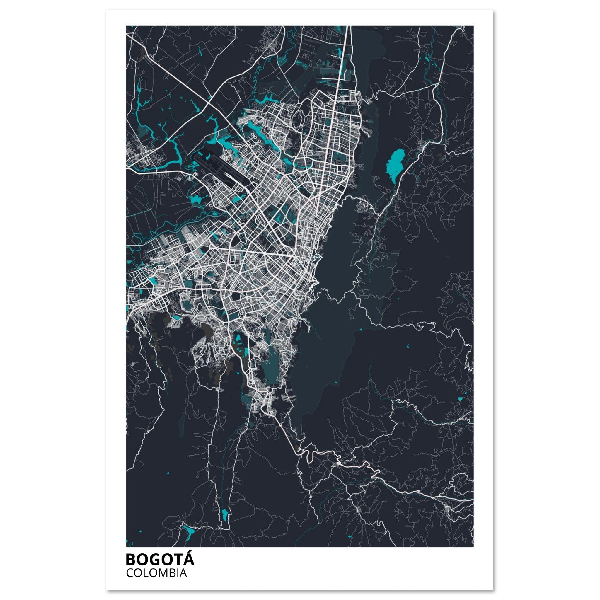 Bogota Colombia City Map Poster | Custom Map Art Print - Ink And Atlas