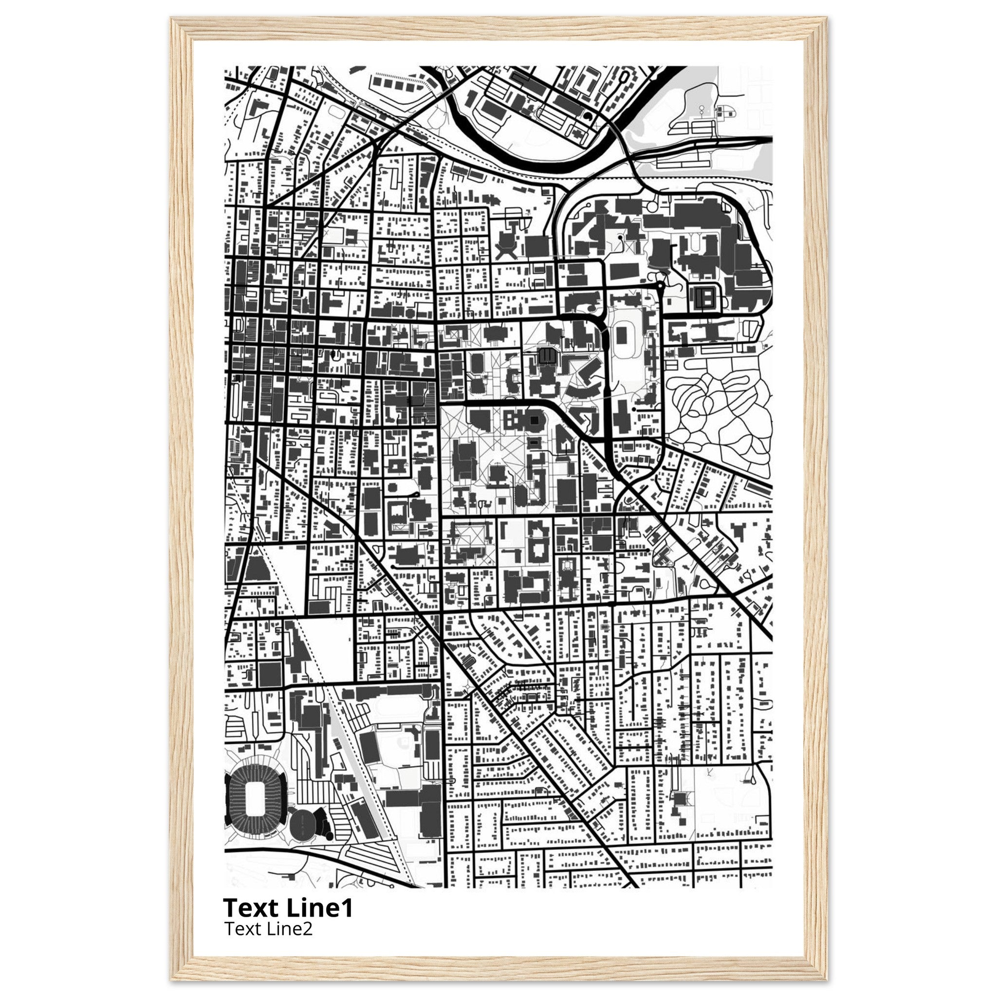 university of michigan ann arbor campus map poster