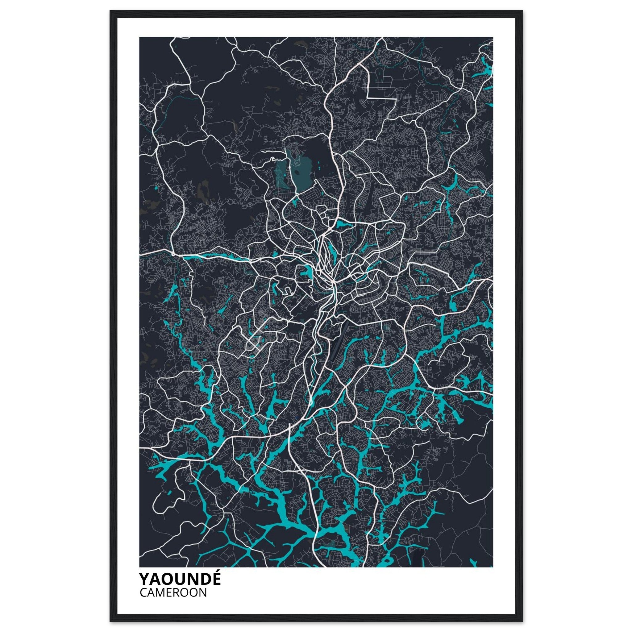 Yaounde Cameroon City Map Poster | Custom Map Art Print - Ink And Atlas