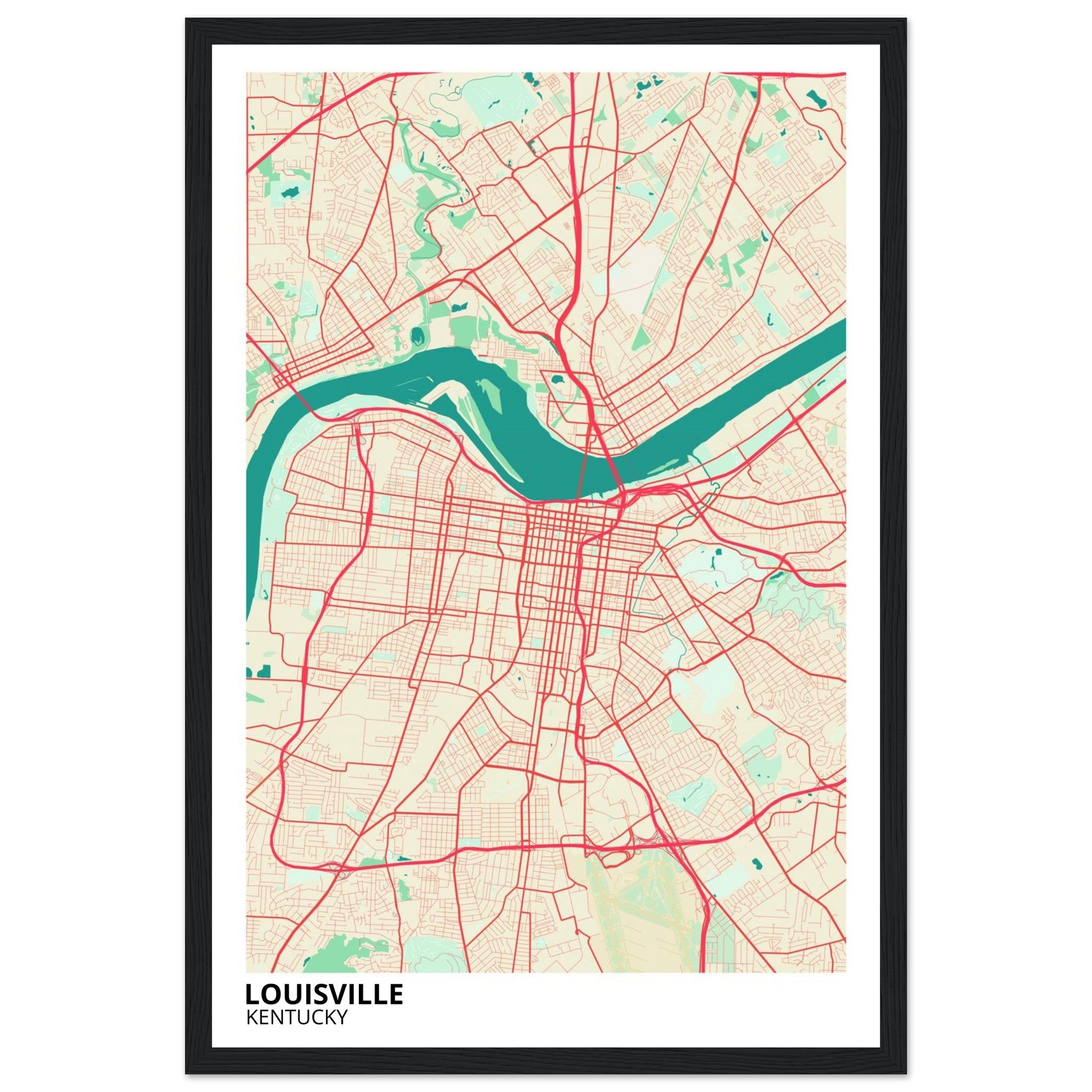 louisville map poster print