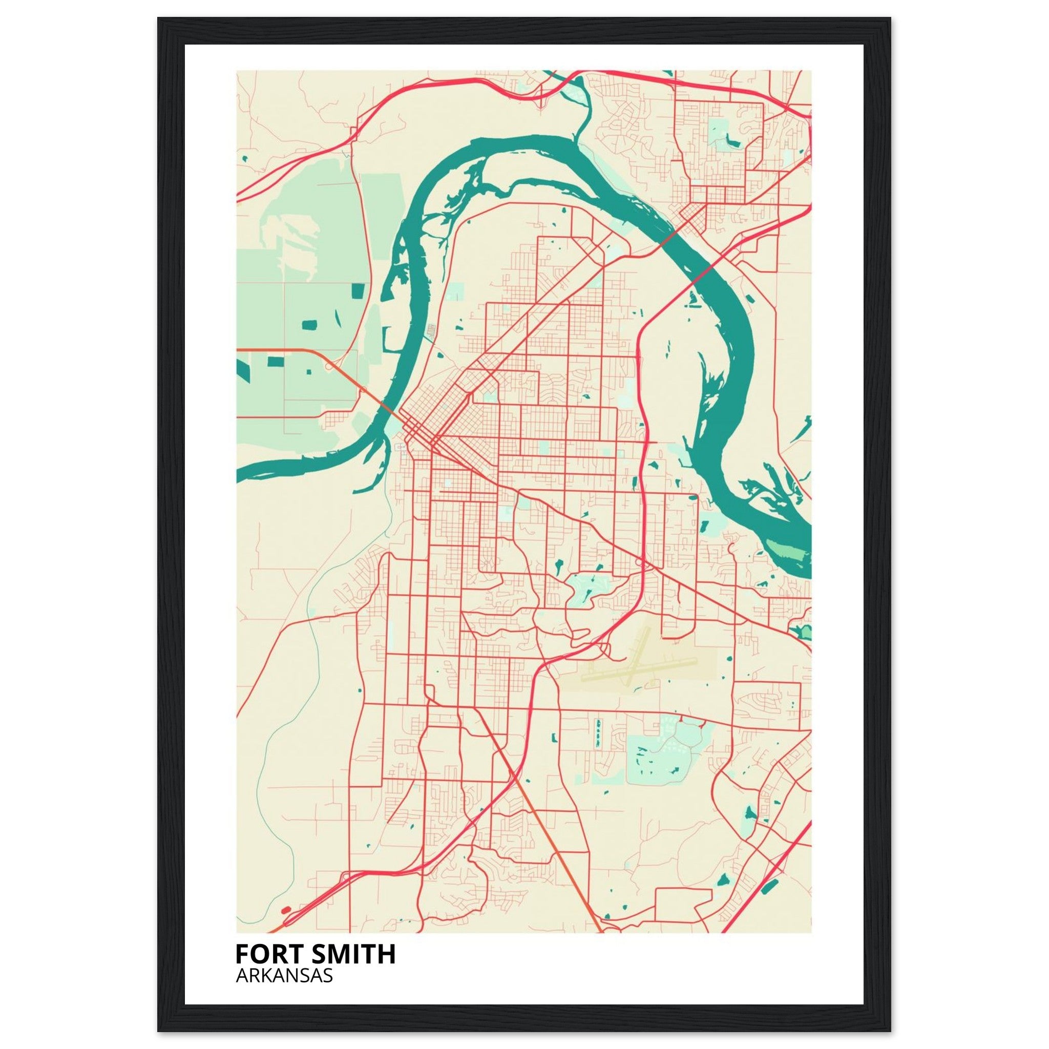 Fort Smith Arkansas City Map Poster | Custom Map Art Print - Ink And Atlas