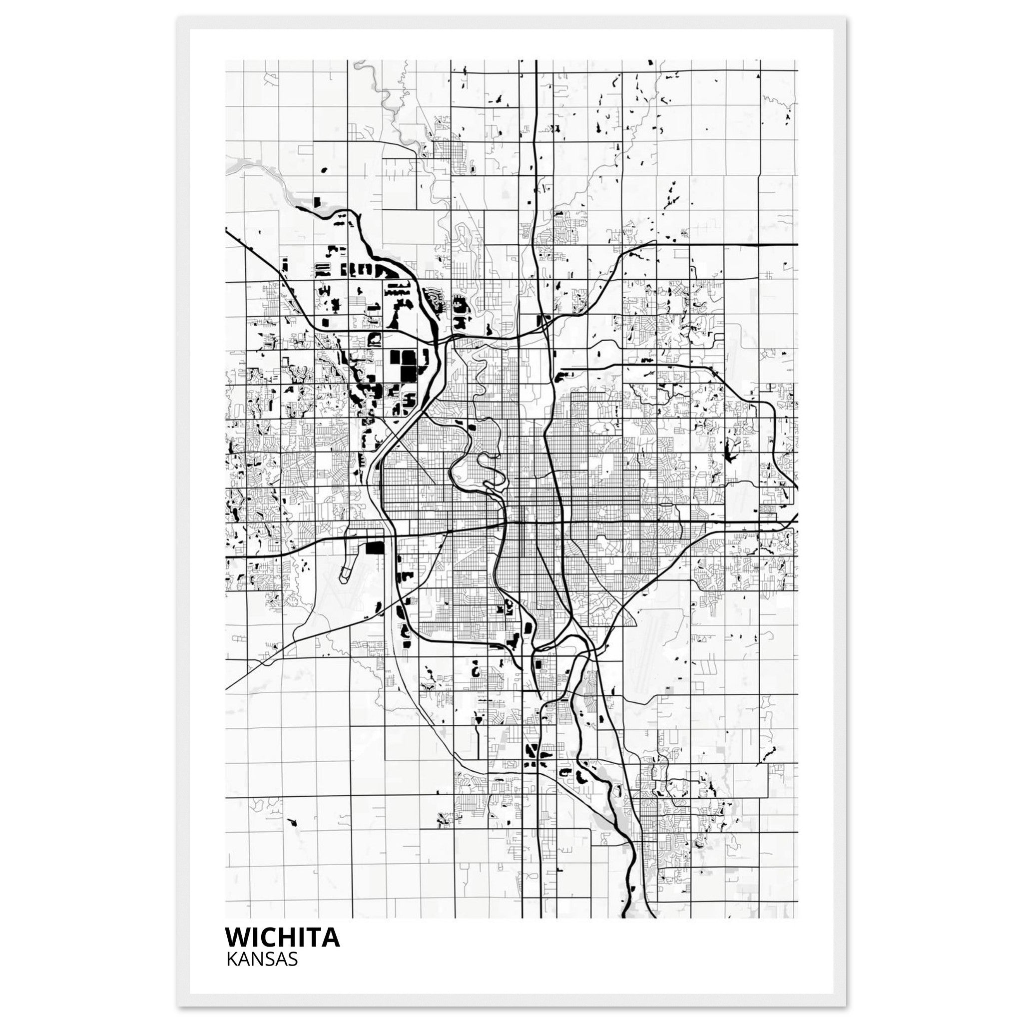 wichita map poster print