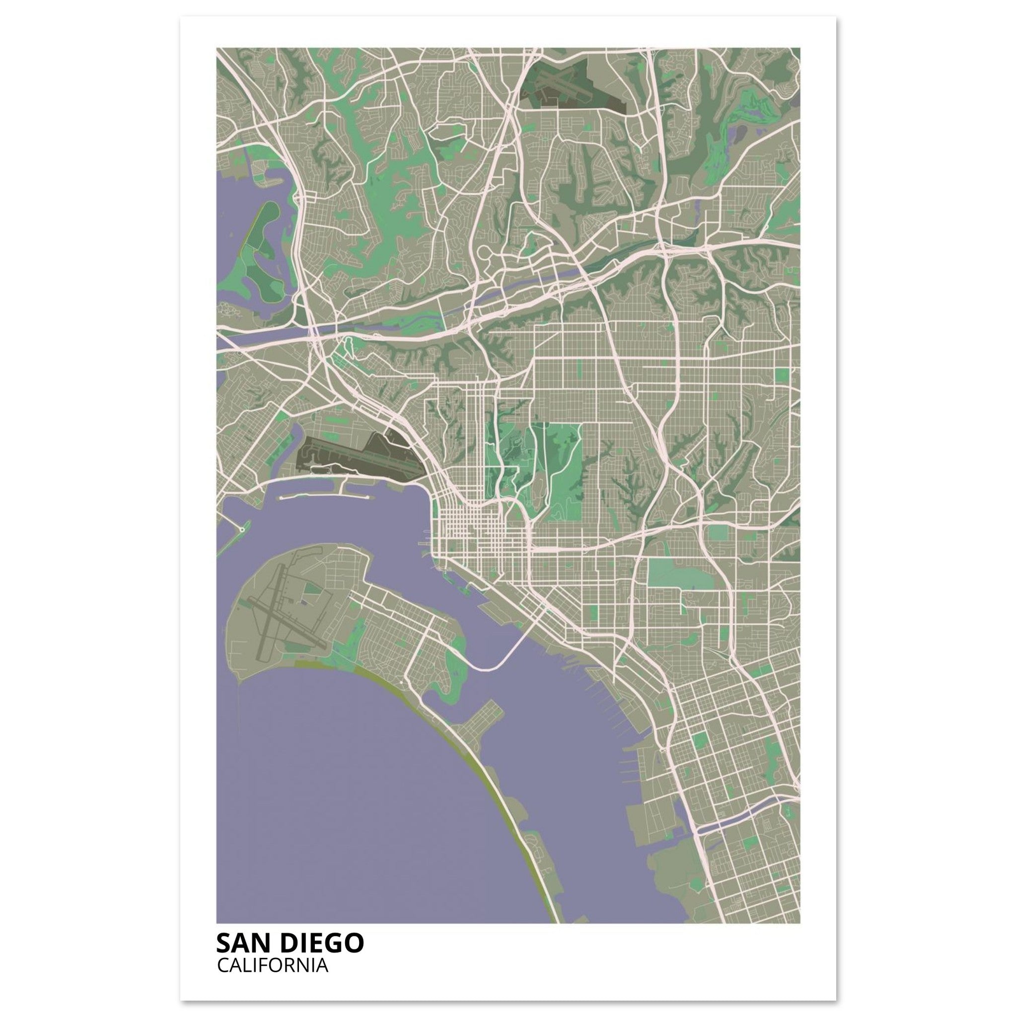 san diego map poster print