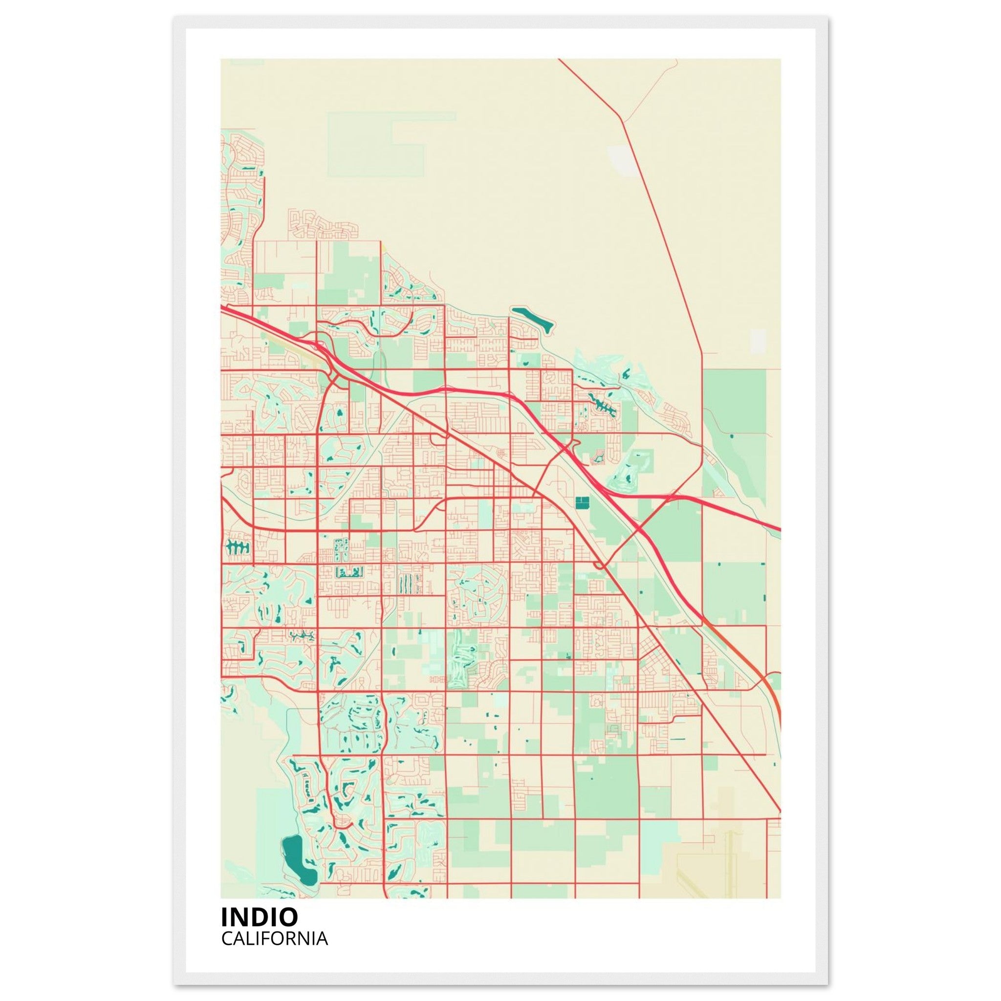 Indio California City Map Poster | Custom Map Art Print - Ink And Atlas
