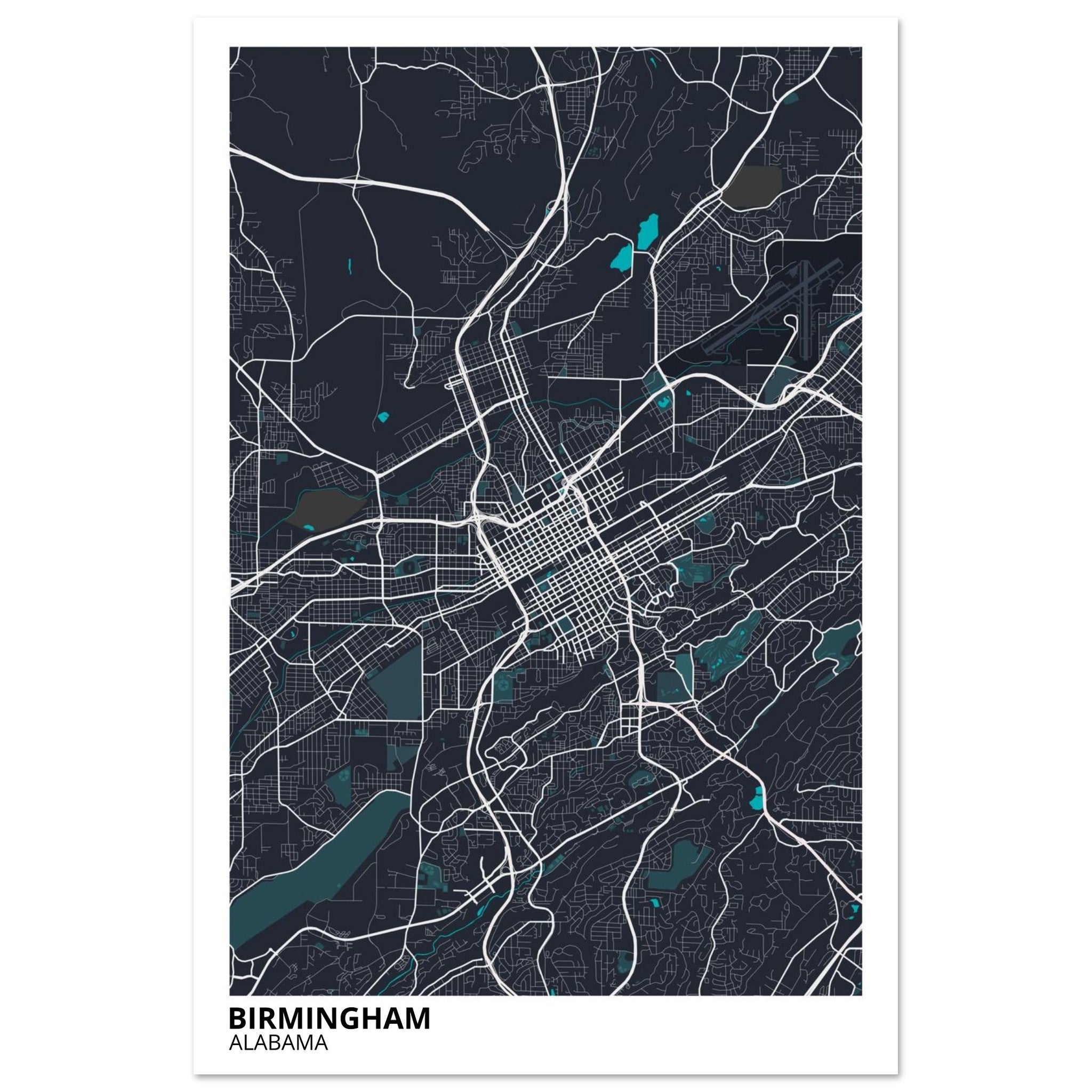 birmingham map poster print