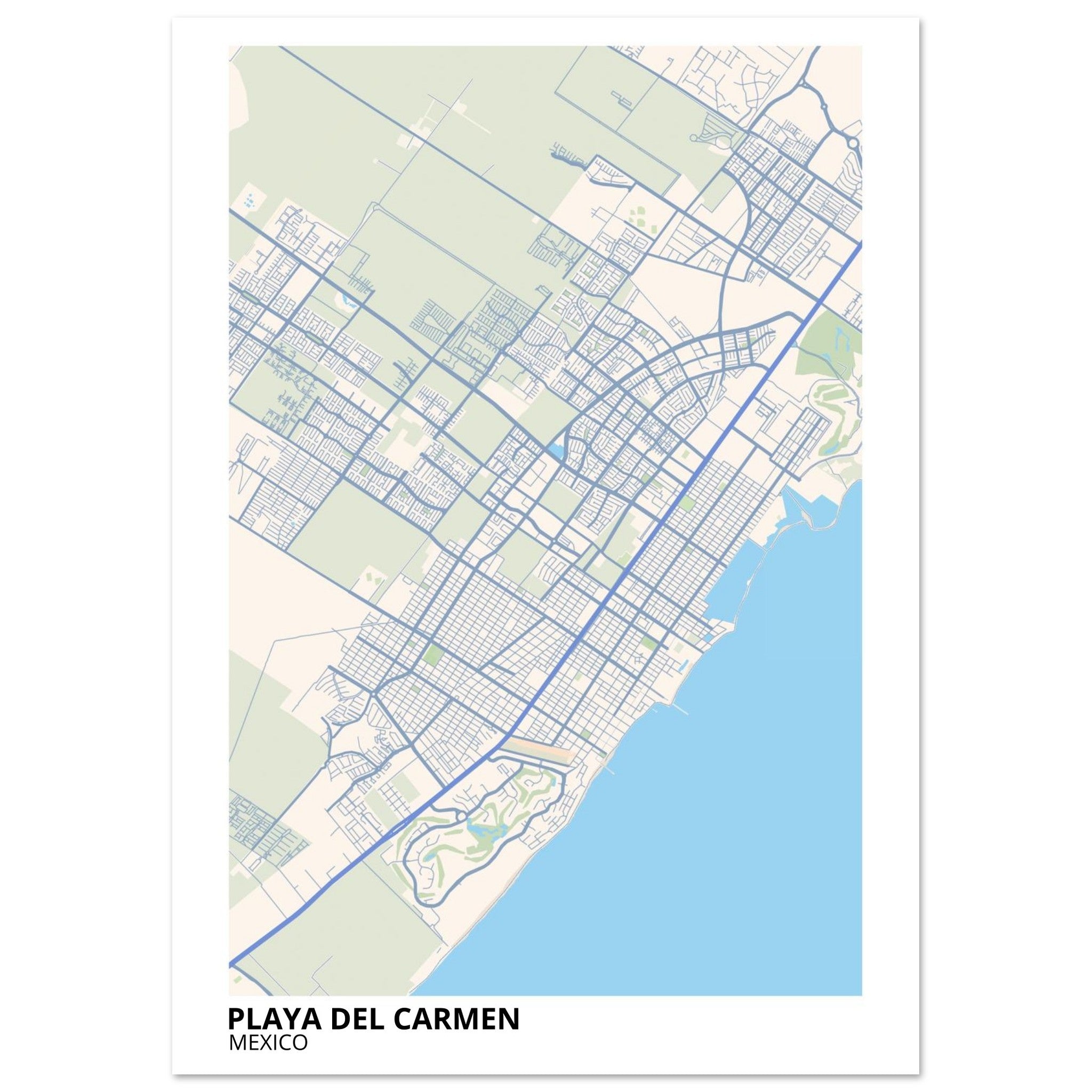 Playa Del Carmen Mexico City Map Poster | Custom Map Art Print - Ink And Atlas