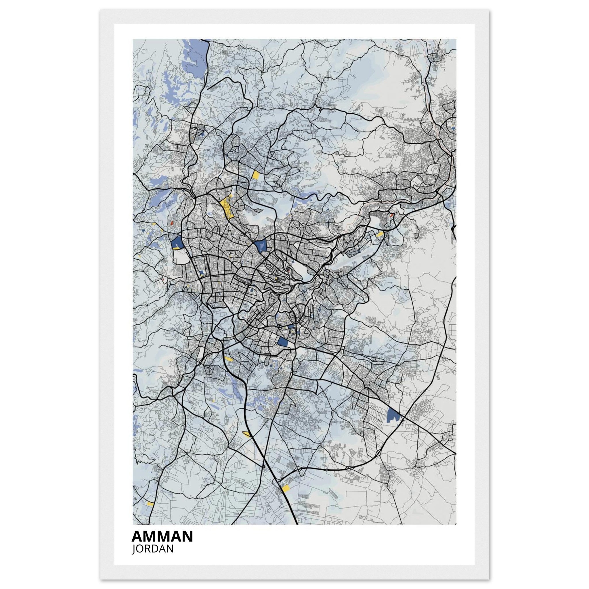 Amman Jordan City Map Poster | Custom Map Art Print - Ink And Atlas
